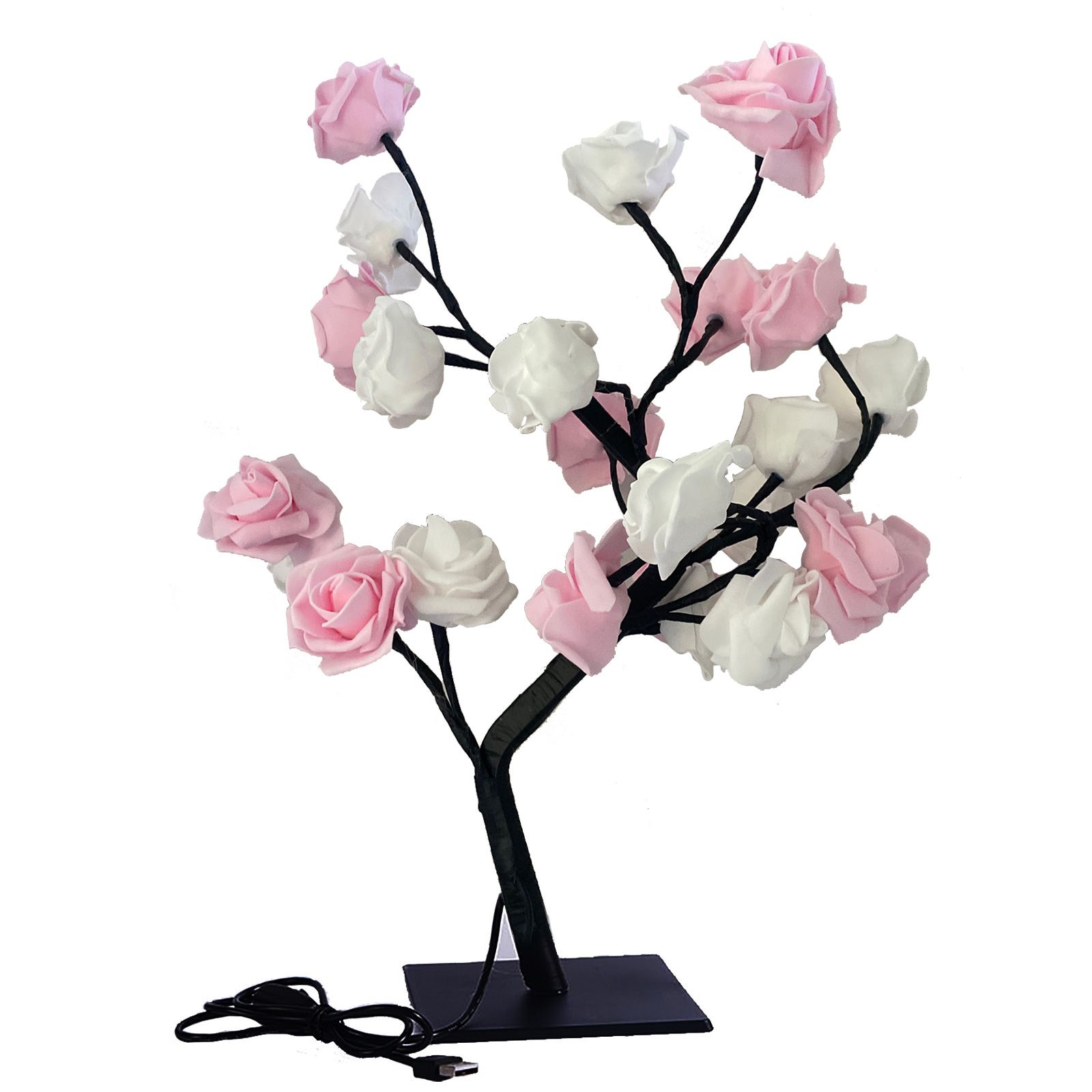 Removable Plastic Base USB Switch LED Simulation Rose Decoration Night Light - Image 1