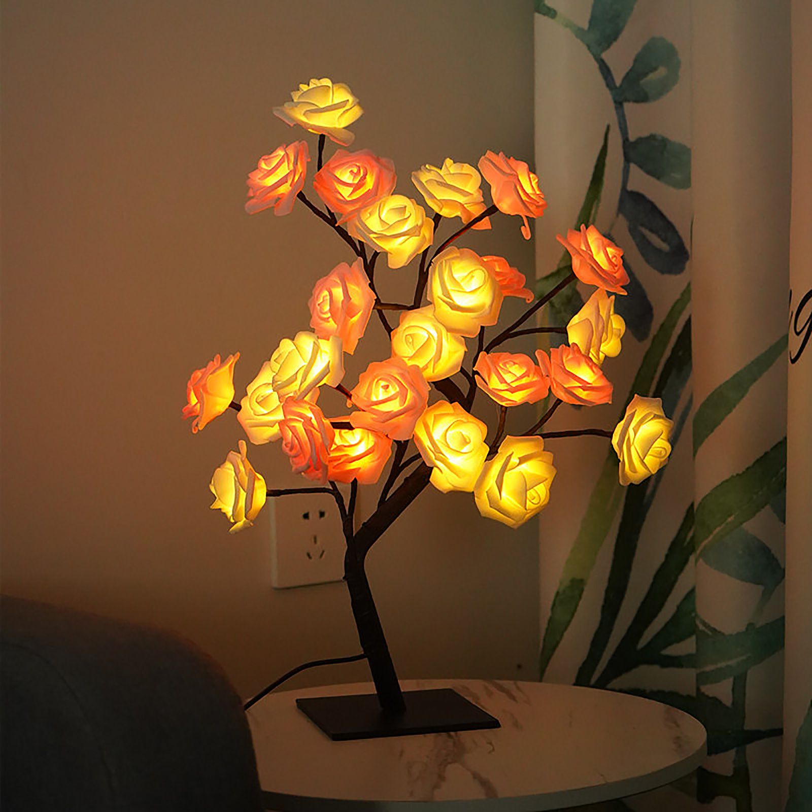 Removable Plastic Base USB Switch LED Simulation Rose Decoration Night Light - Image 2