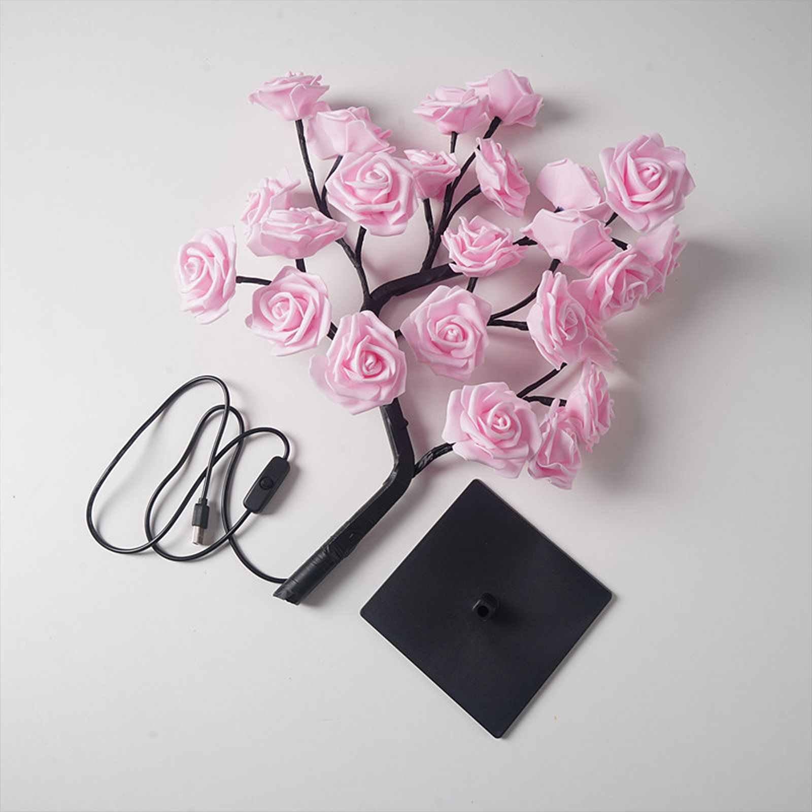 Removable Plastic Base USB Switch LED Simulation Rose Decoration Night Light - Image 3