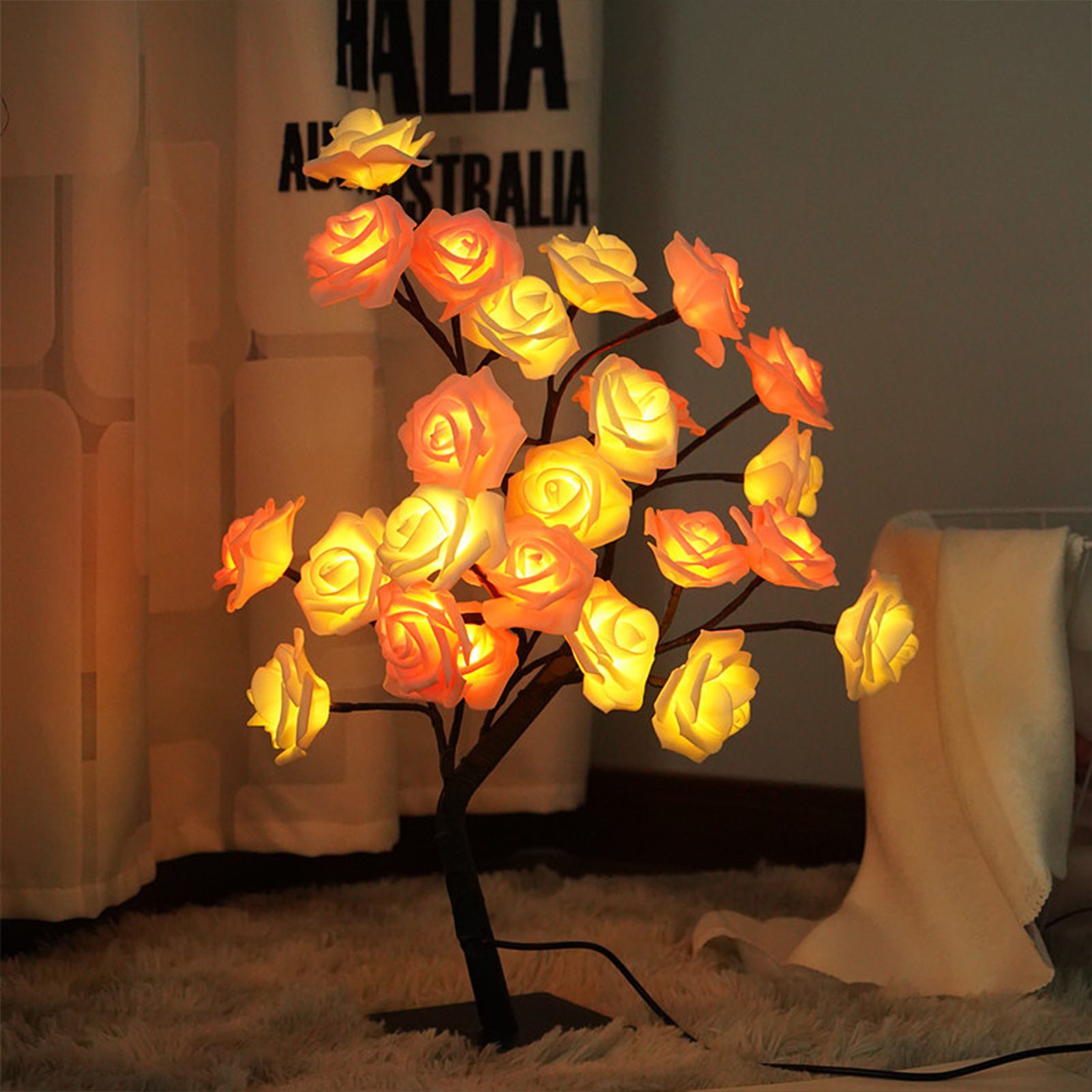 Removable Plastic Base USB Switch LED Simulation Rose Decoration Night Light - Image 7