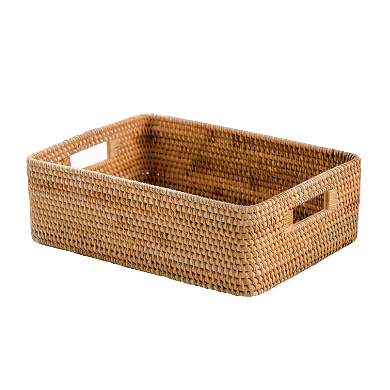 Rattan Storage Basket Desktop Utility Organizer Woven Storage Basket for Coffee Table - Image 1