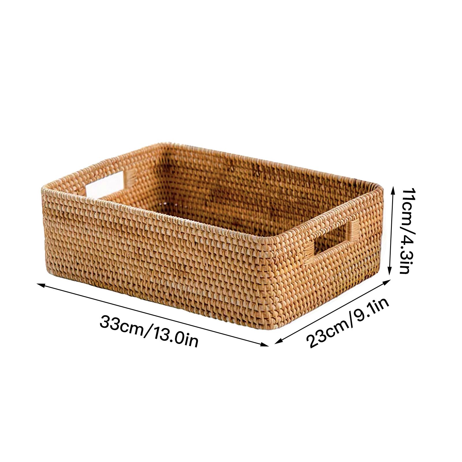 Rattan Storage Basket Desktop Utility Organizer Woven Storage Basket for Coffee Table - Image 7