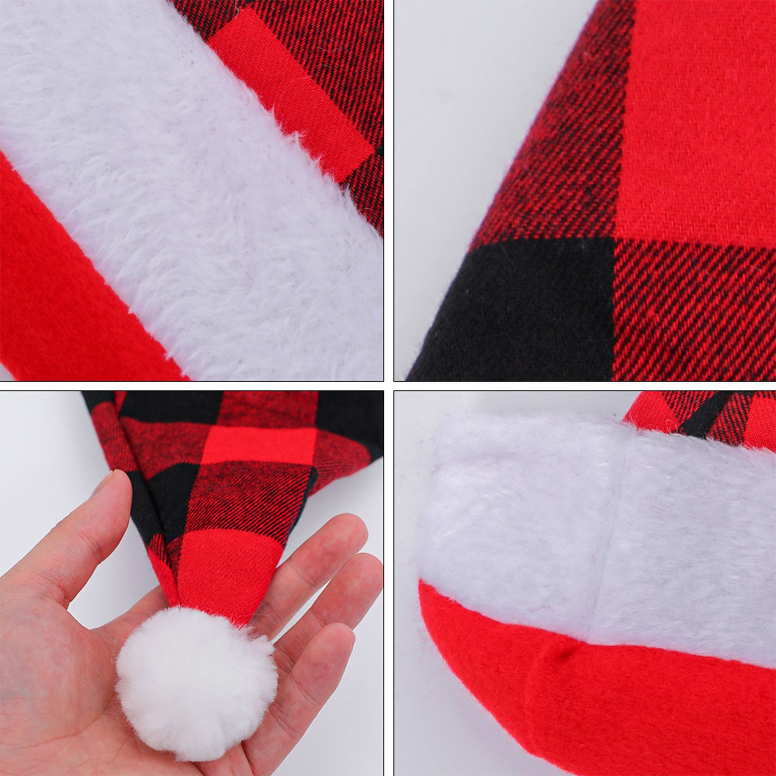 Plaid Christmas Hat Linen Adult Christmas Hat Xmas Holiday Hat Christmas Decorative Hat - Image 2