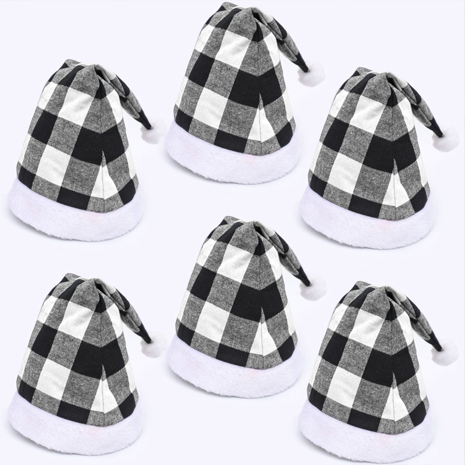Plaid Christmas Hat Linen Adult Christmas Hat Xmas Holiday Hat Christmas Decorative Hat - Image 3