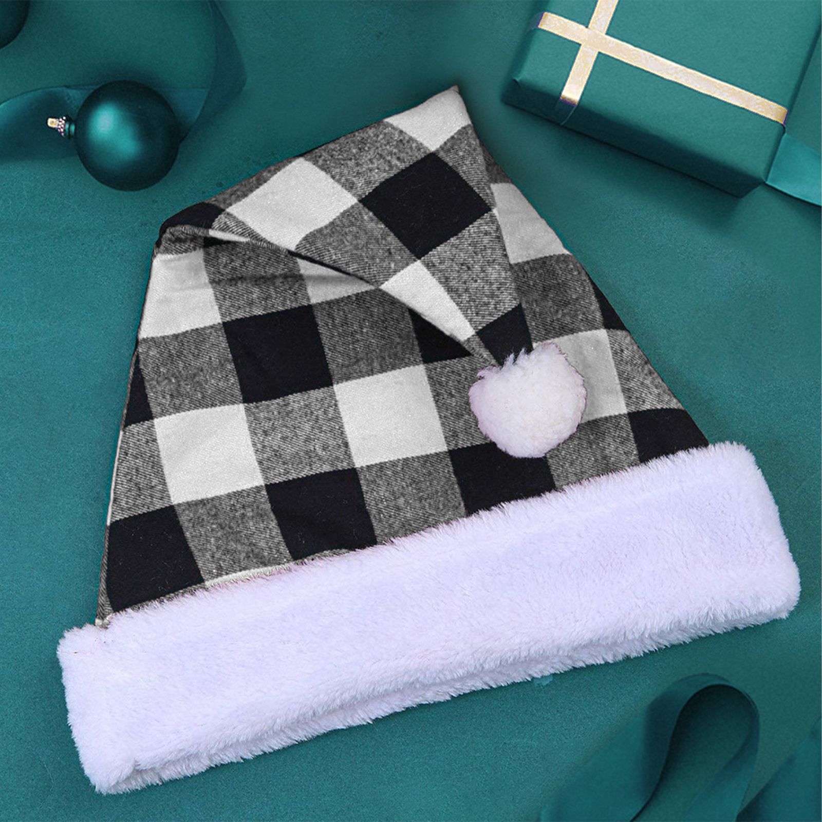 Plaid Christmas Hat Linen Adult Christmas Hat Xmas Holiday Hat Christmas Decorative Hat - Image 7