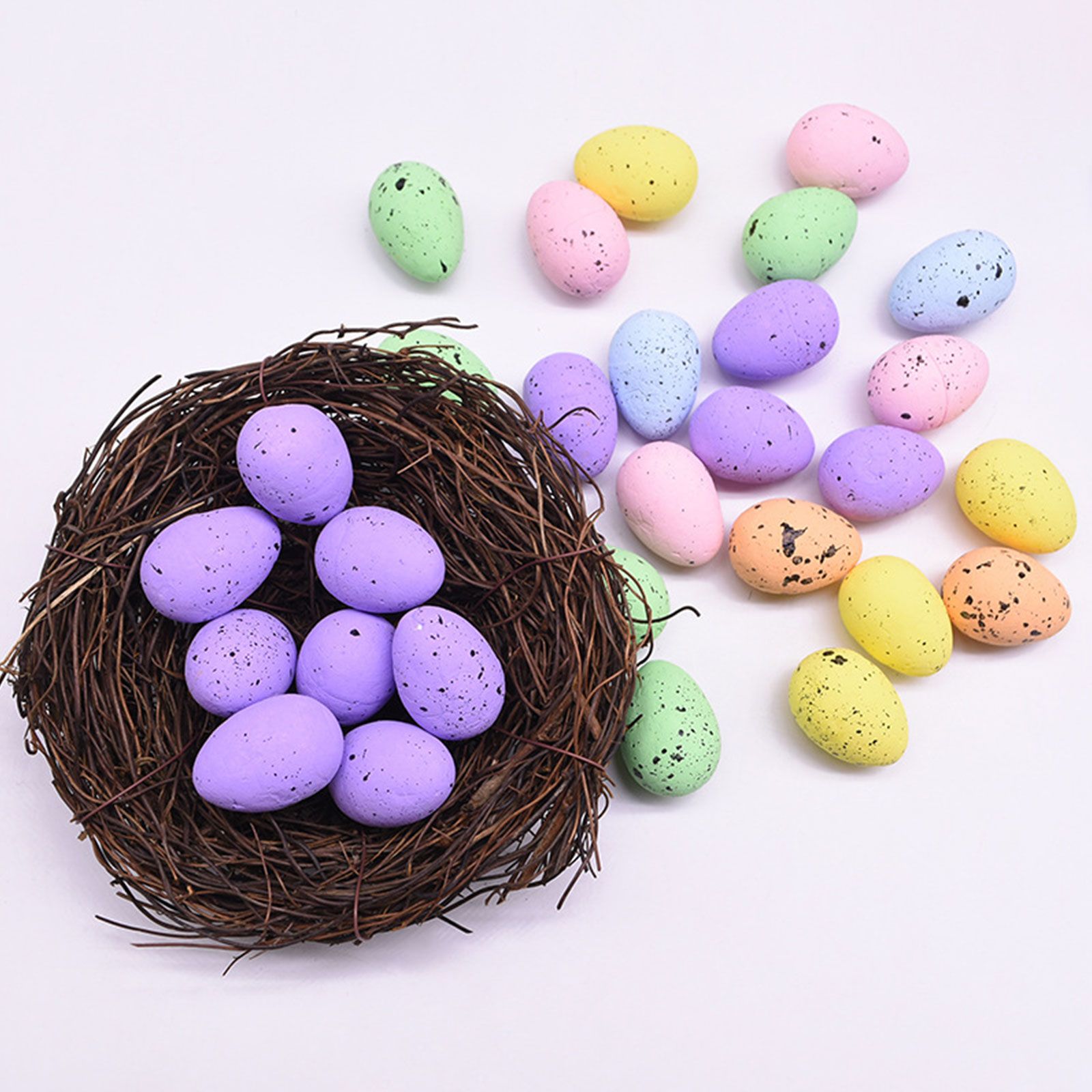 100PCS Colorful Foam Eggs Easter Egg Ornaments Crafts Birds Eggs DIY Wreath Accessories - Image 7