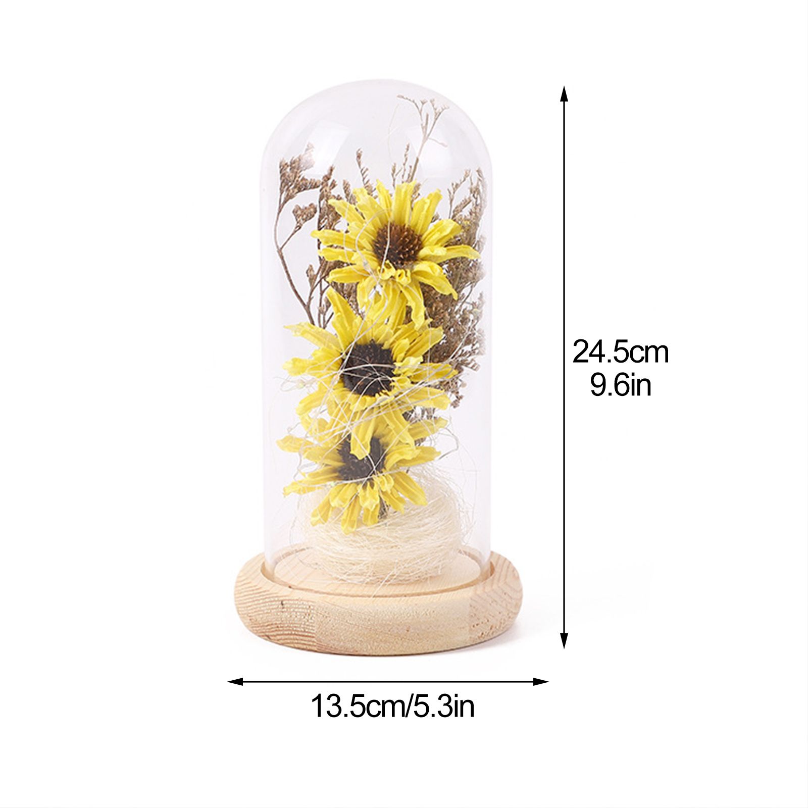 Preserved Flower Glass Dome Artificial Simulation Sunflower with LED Light for Valentine's Day Mother's Day Gift - Image 4