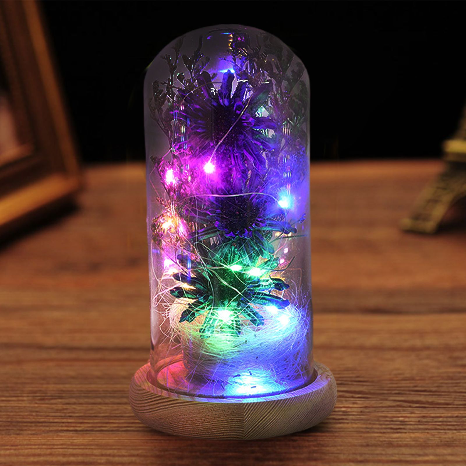 Preserved Flower Glass Dome Artificial Simulation Sunflower with LED Light for Valentine's Day Mother's Day Gift - Image 6