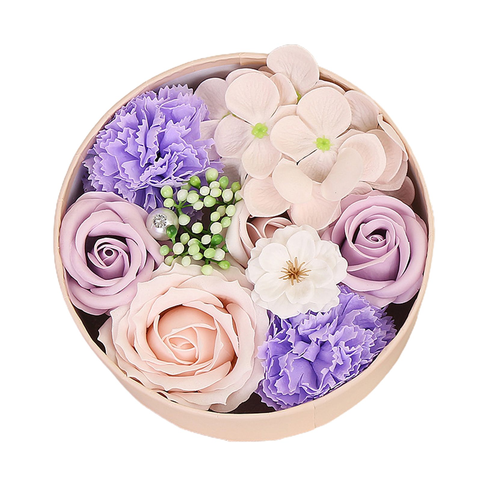 Artificial Flowers Combo Box Simulation Fake Soap Flower Round Box Valentine's Day Holiday Gift - Image 1
