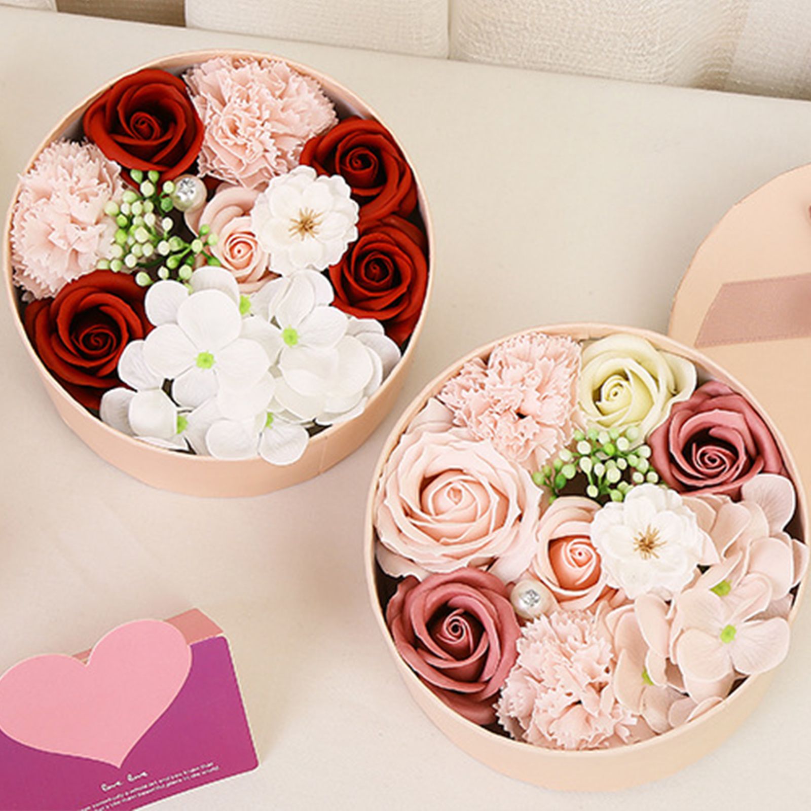 Artificial Flowers Combo Box Simulation Fake Soap Flower Round Box Valentine's Day Holiday Gift - Image 8