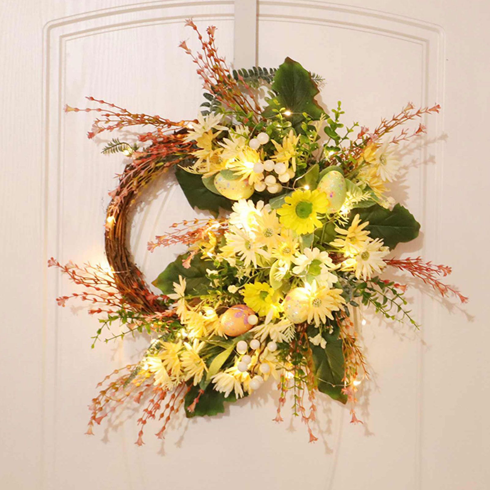 Artificial Wreath Yellow Wild Daisy Half Wreath Easter Decoration Wreath Artificial Flowers Front Door Wreath - Image 2