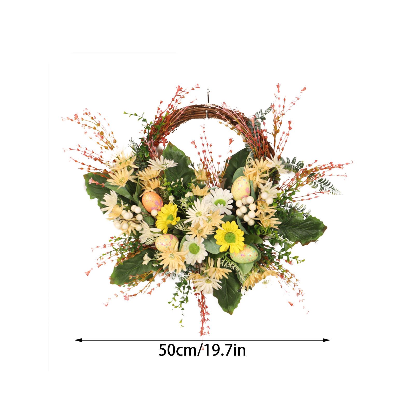 Artificial Wreath Yellow Wild Daisy Half Wreath Easter Decoration Wreath Artificial Flowers Front Door Wreath - Image 5