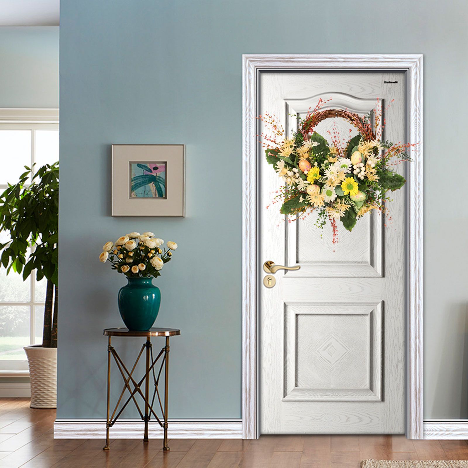 Artificial Wreath Yellow Wild Daisy Half Wreath Easter Decoration Wreath Artificial Flowers Front Door Wreath - Image 7