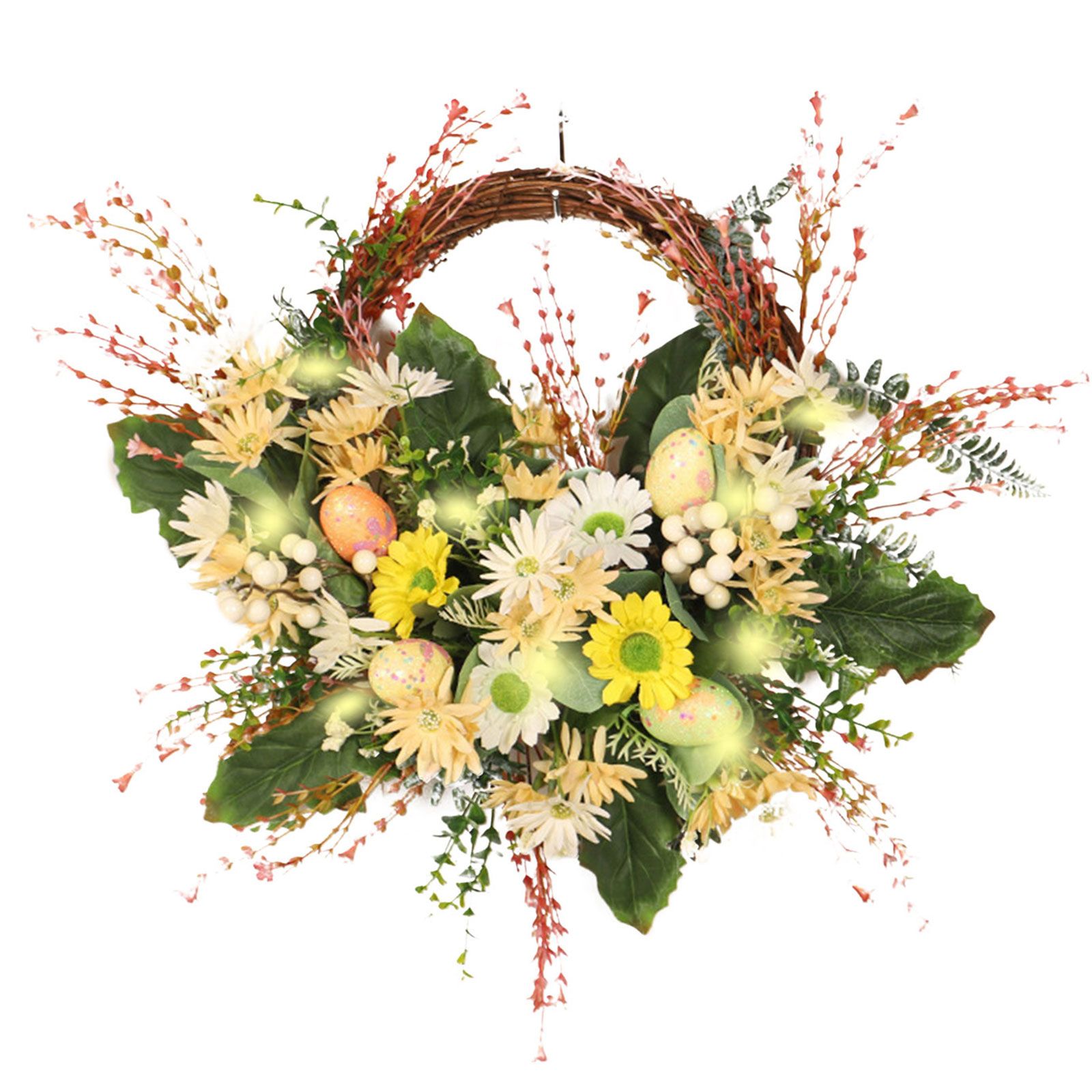 Artificial Wild Chrysanthemum Half Wreath Easter Decorative Wreaths for Home Front Door Decoration - Image 1