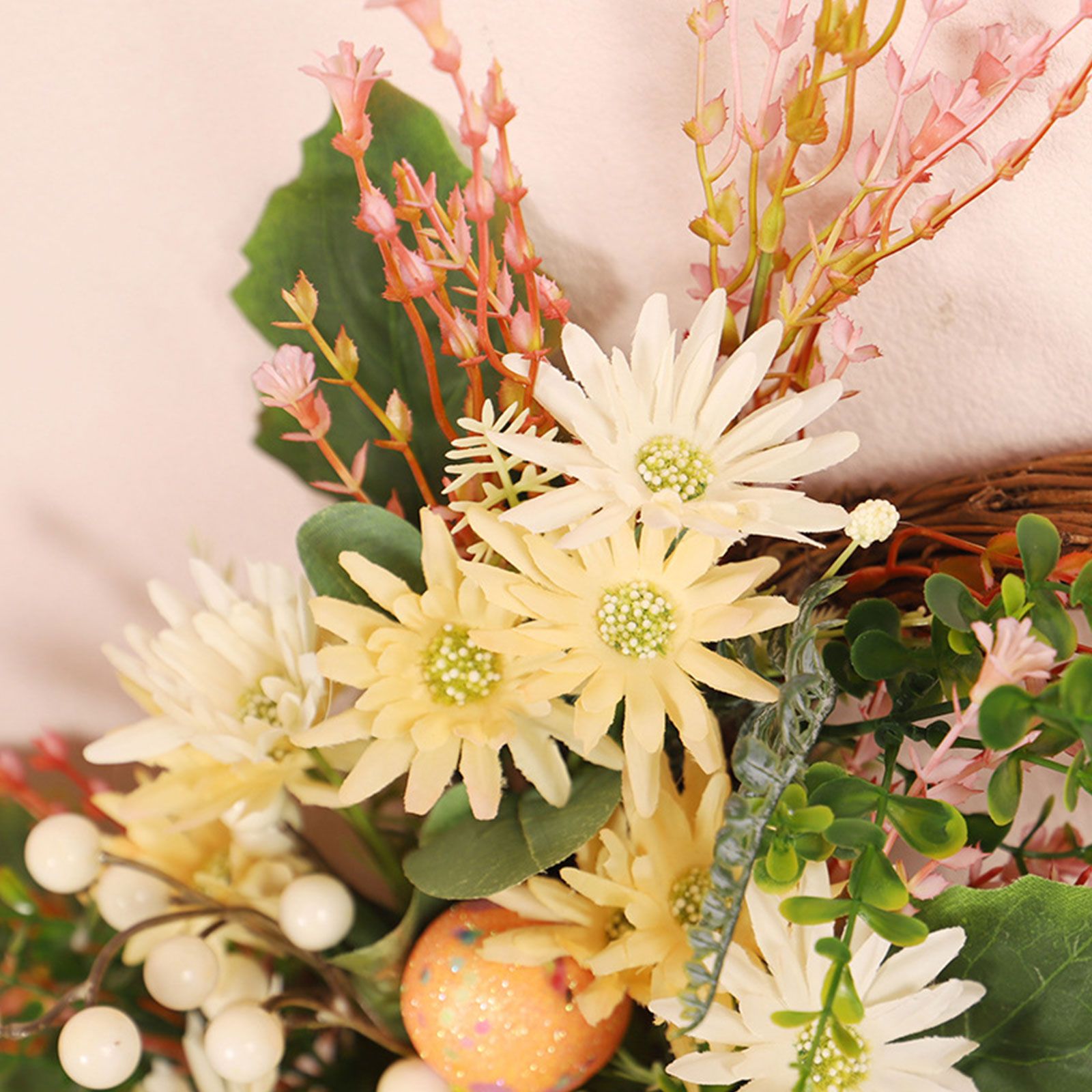 Artificial Wild Chrysanthemum Half Wreath Easter Decorative Wreaths for Home Front Door Decoration - Image 4