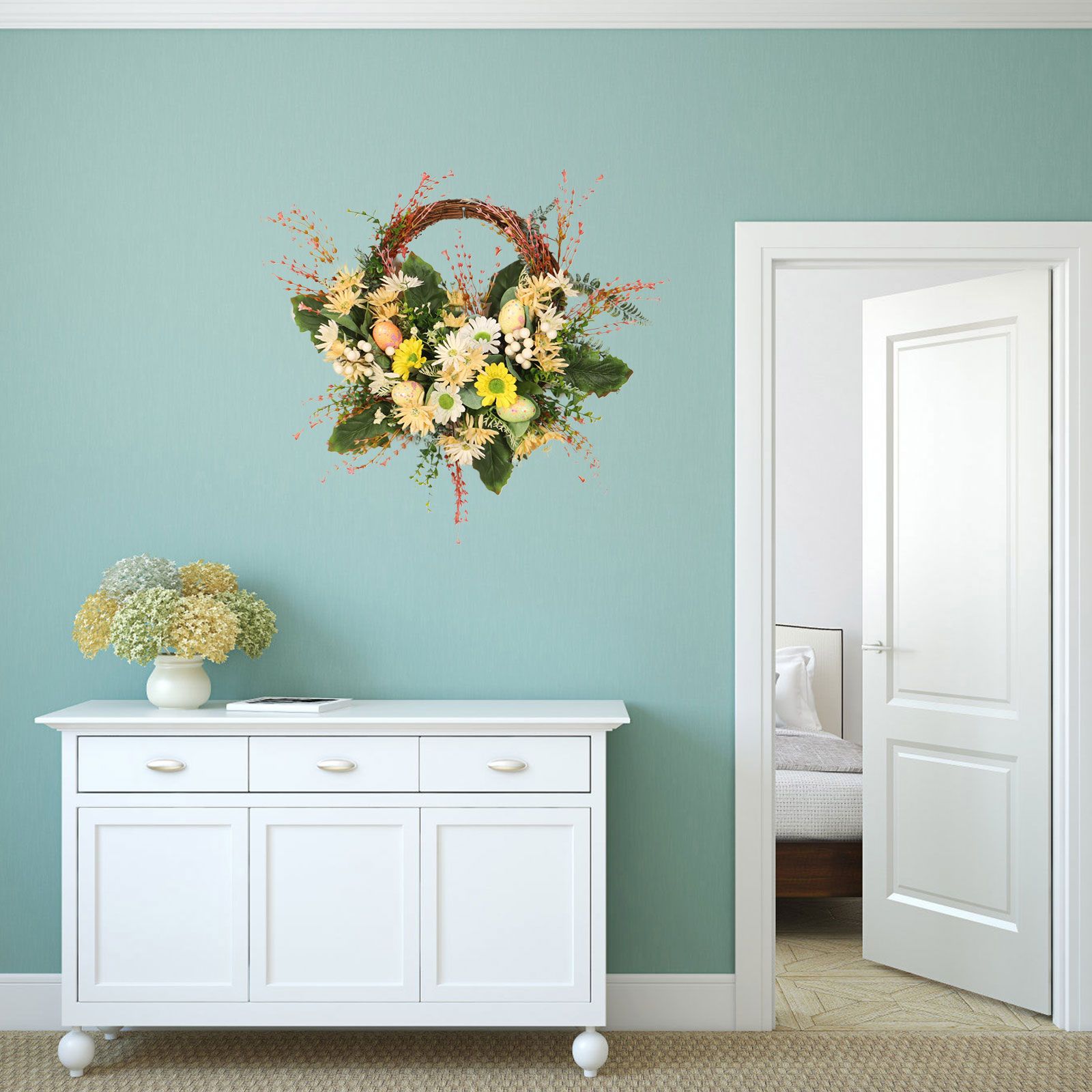 Artificial Wild Chrysanthemum Half Wreath Easter Decorative Wreaths for Home Front Door Decoration - Image 6