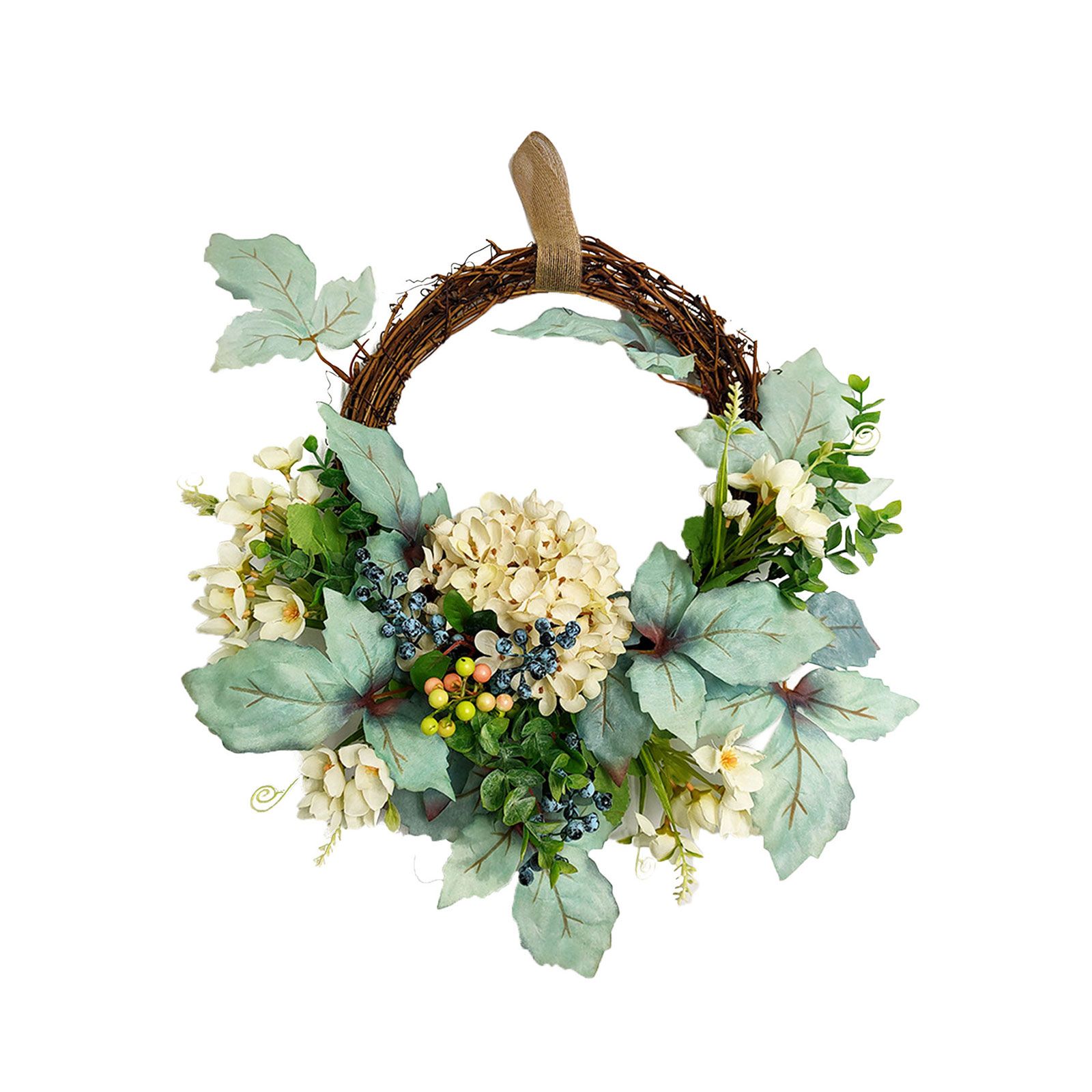 Artificial Hydrangea Wreath Spring Decorative Door Hanging Wall Wreath for Home Door - Image 1
