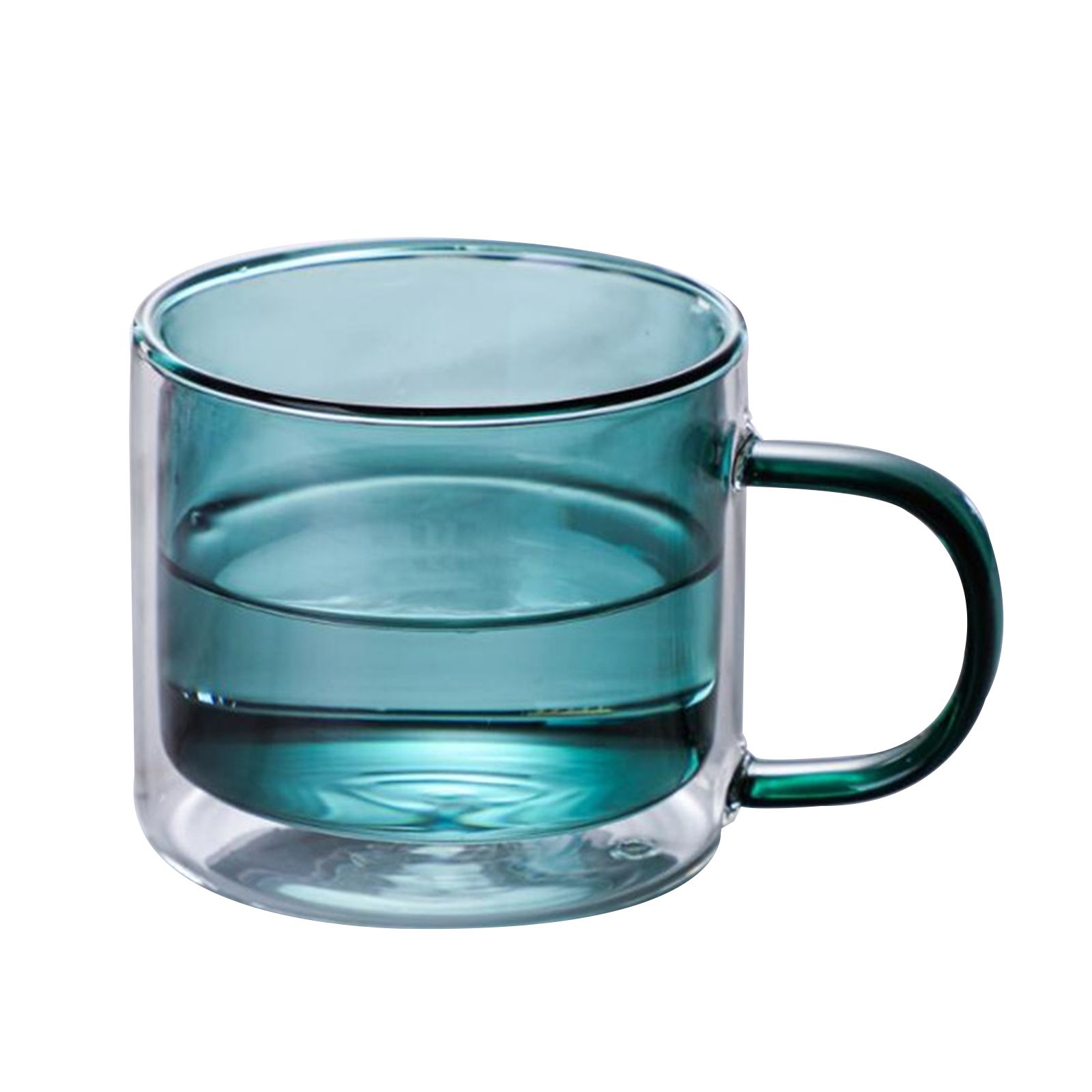 Double Walled Insulated Glass Mug Colorful Transparent Mug with Handle Coffee Cup - Image 1
