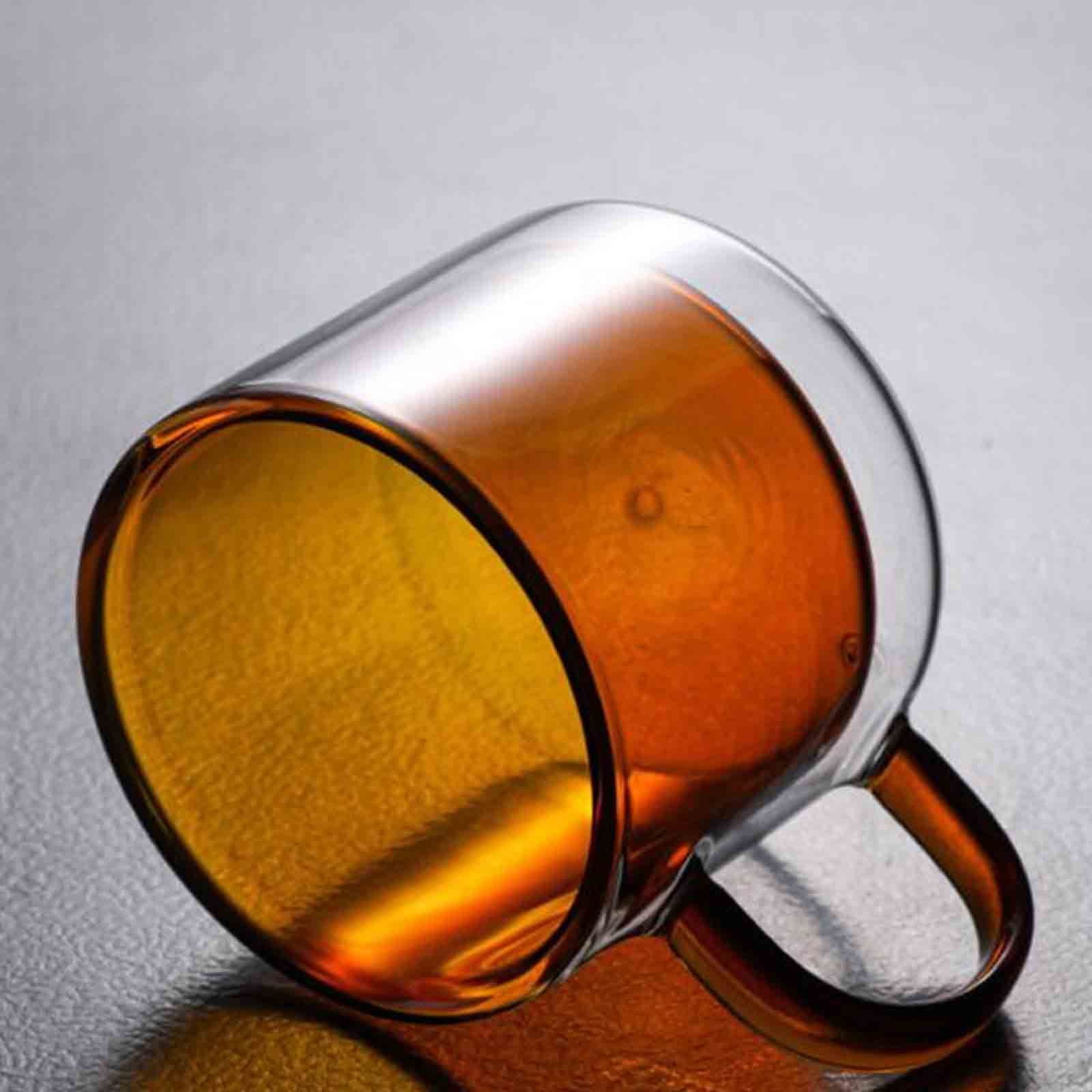 Double Walled Insulated Glass Mug Colorful Transparent Mug with Handle Coffee Cup - Image 5