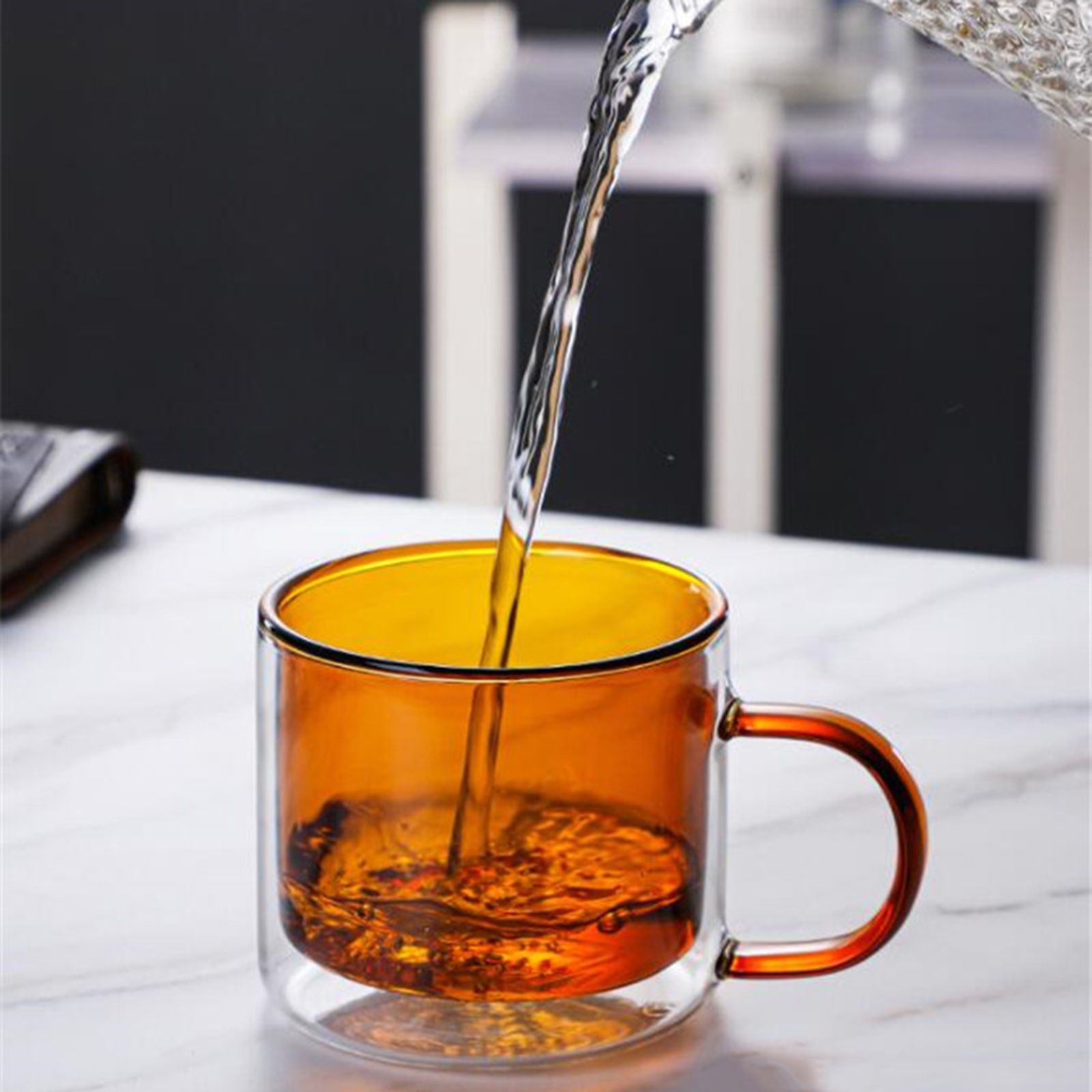 Double Walled Insulated Glass Mug Colorful Transparent Mug with Handle Coffee Cup - Image 7