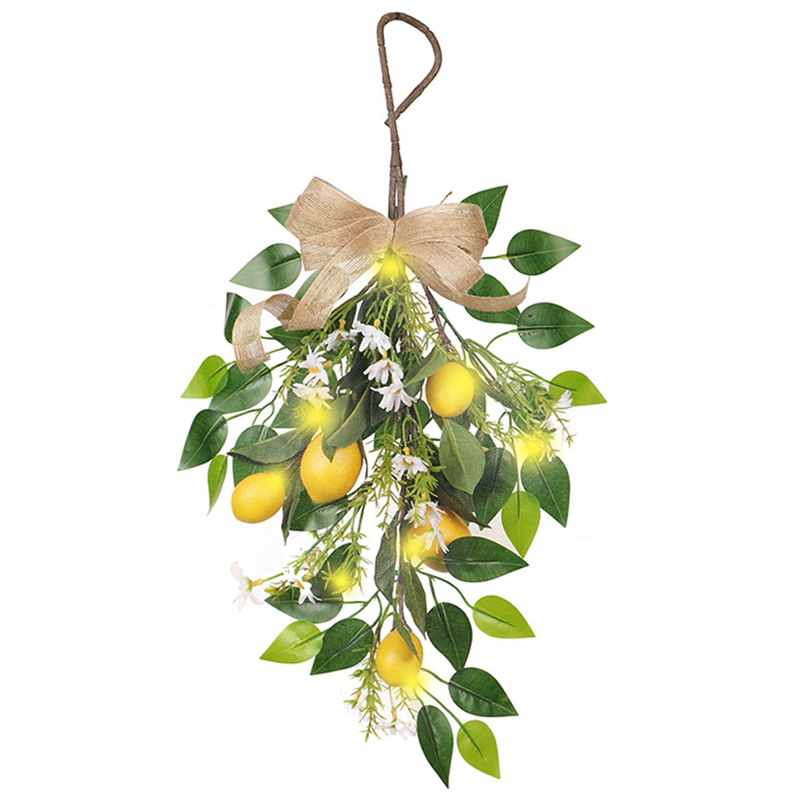 Artificial Lemon Teardrop Wreath Wall Hanging Teardrop Lemon Fruit Wreath Artificial Lemon Swag - Image 1