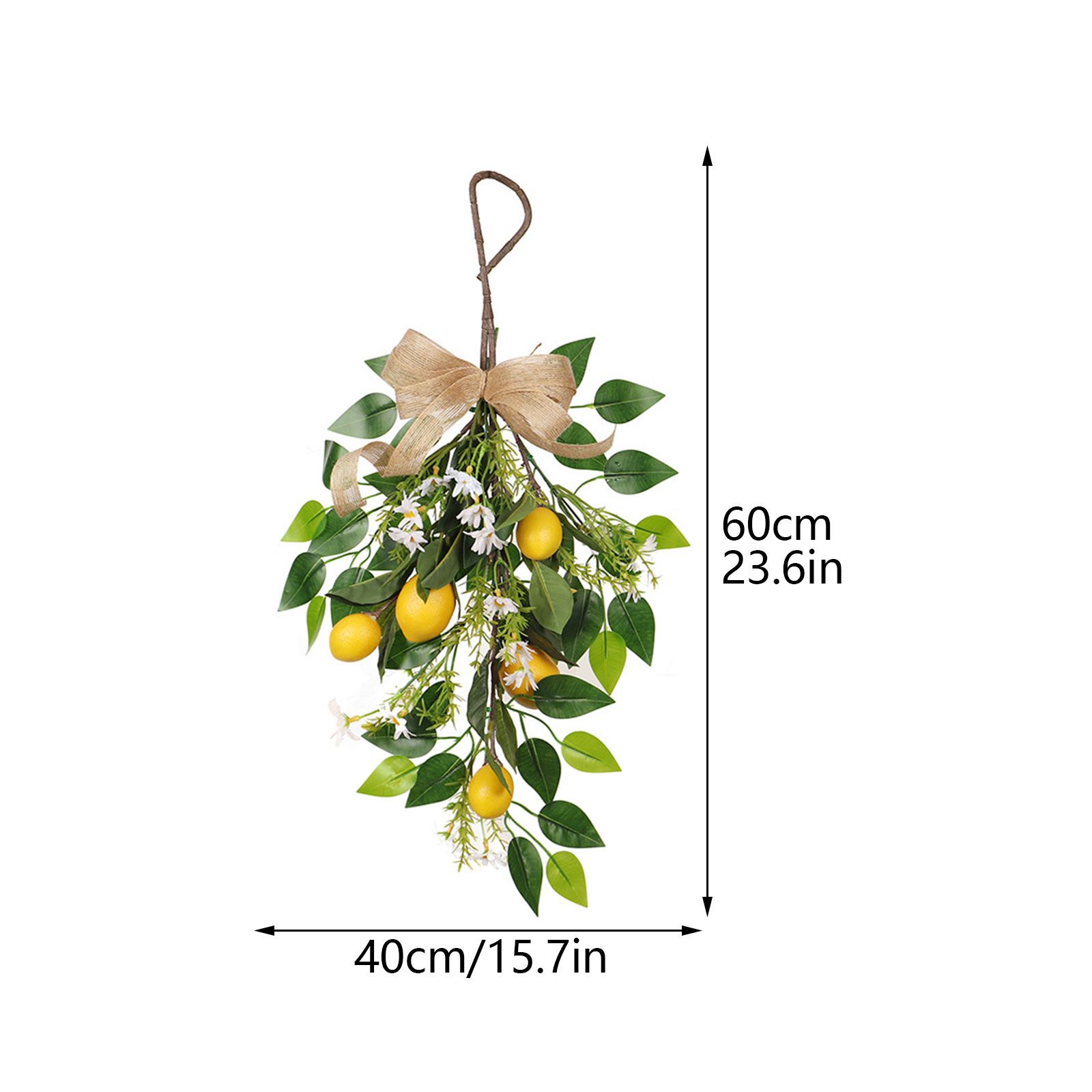 Artificial Lemon Teardrop Wreath Wall Hanging Teardrop Lemon Fruit Wreath Artificial Lemon Swag - Image 5