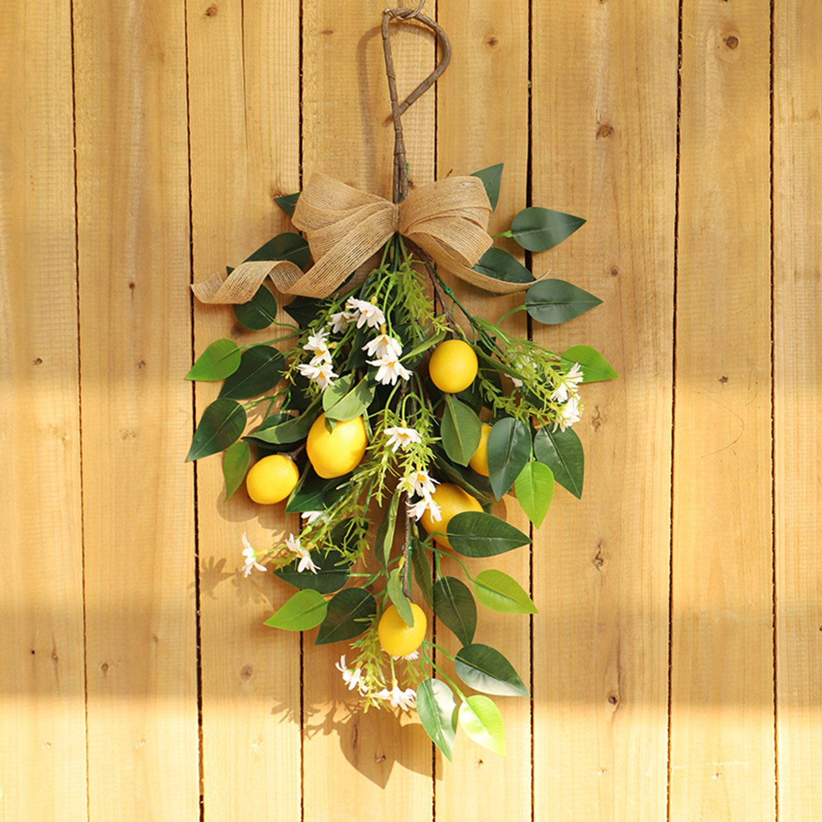 Artificial Lemon Teardrop Wreath Wall Hanging Teardrop Lemon Fruit Wreath Artificial Lemon Swag - Image 6