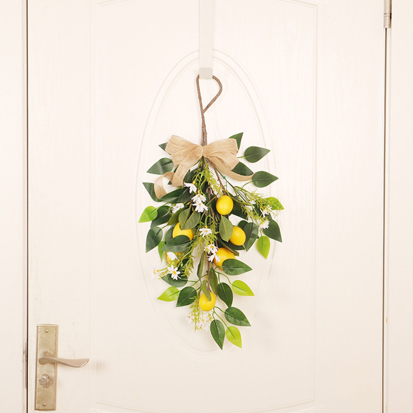 Artificial Lemon Teardrop Wreath Wall Hanging Teardrop Lemon Fruit Wreath Artificial Lemon Swag - Image 7
