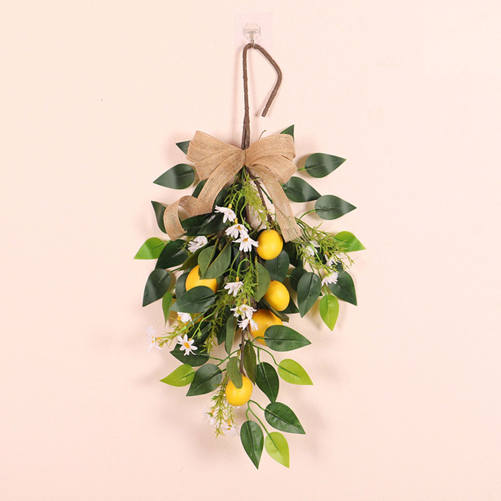 Artificial Lemon Teardrop Wreath Wall Hanging Teardrop Lemon Fruit Wreath Artificial Lemon Swag - Image 8