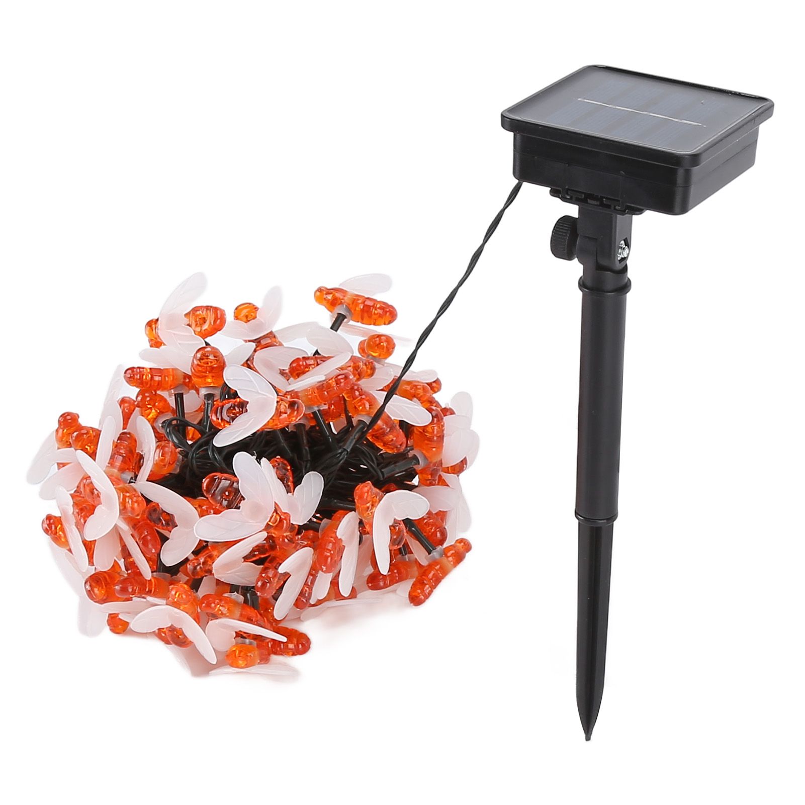 LED Solar String Lights Bee Shaped Waterproof Decorative Light for Outdoor Garden Patio Warm White12M 100LED 8 Work Mode - Image 1