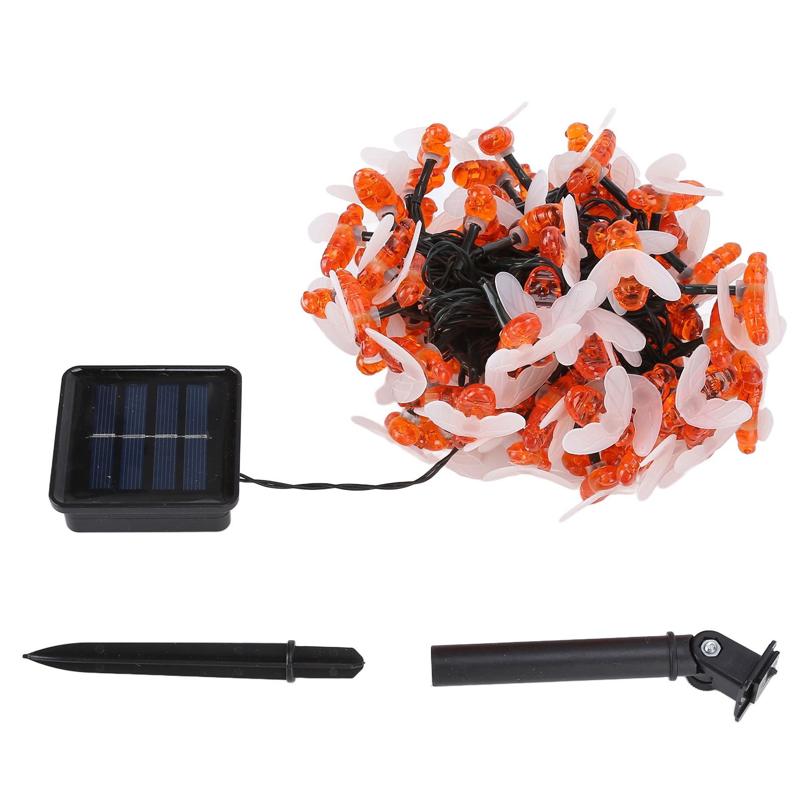 LED Solar String Lights Bee Shaped Waterproof Decorative Light for Outdoor Garden Patio Warm White12M 100LED 8 Work Mode - Image 2