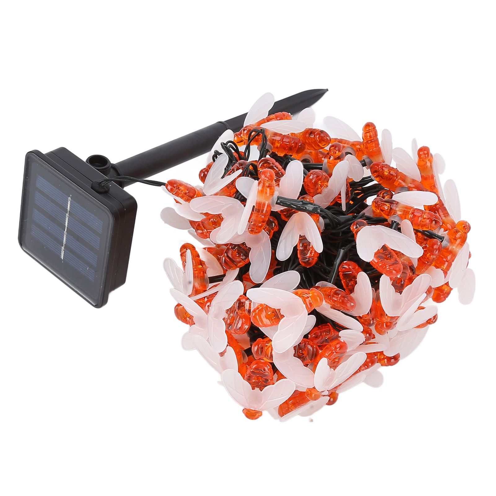 LED Solar String Lights Bee Shaped Waterproof Decorative Light for Outdoor Garden Patio Warm White12M 100LED 8 Work Mode - Image 3