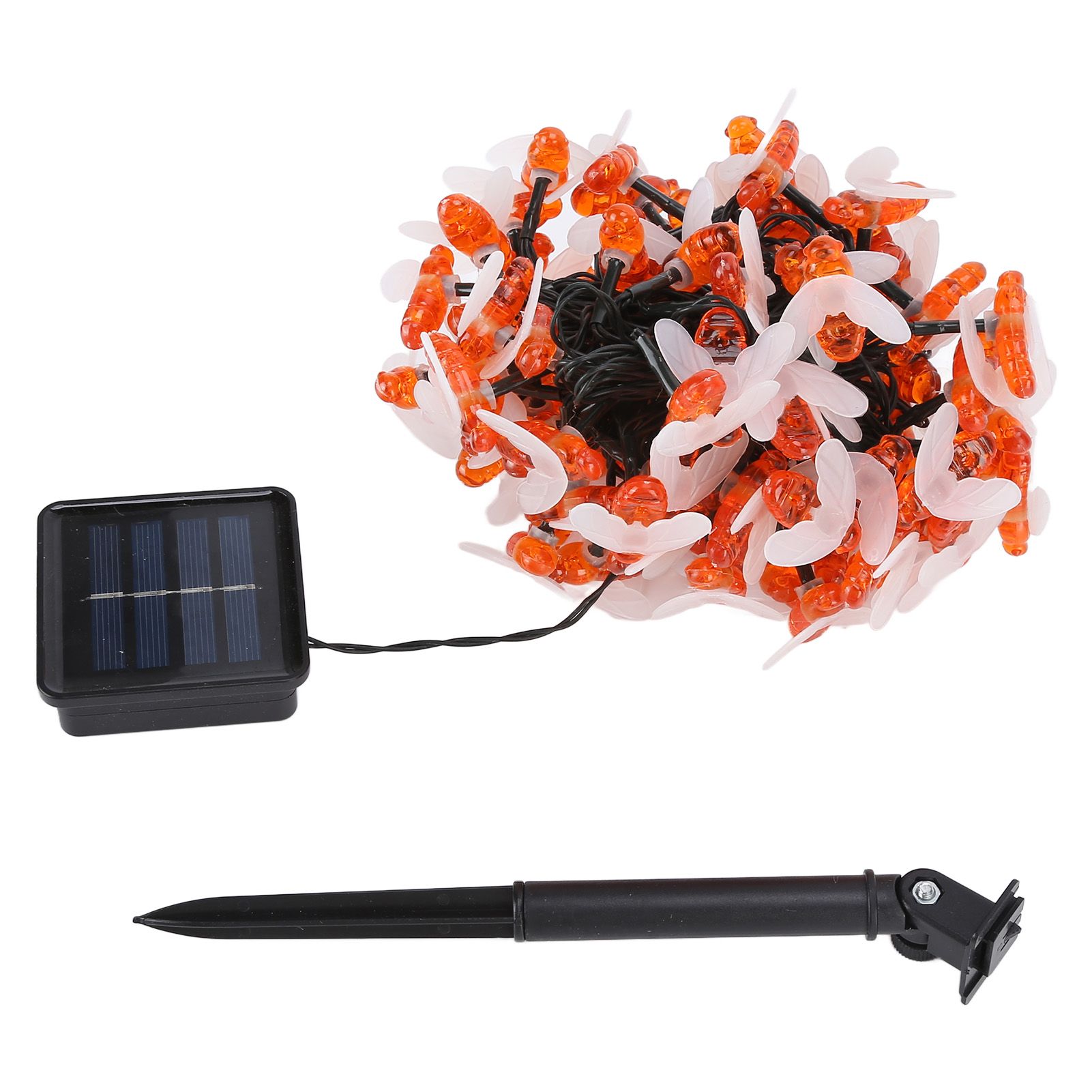 LED Solar String Lights Bee Shaped Waterproof Decorative Light for Outdoor Garden Patio Warm White12M 100LED 8 Work Mode - Image 5