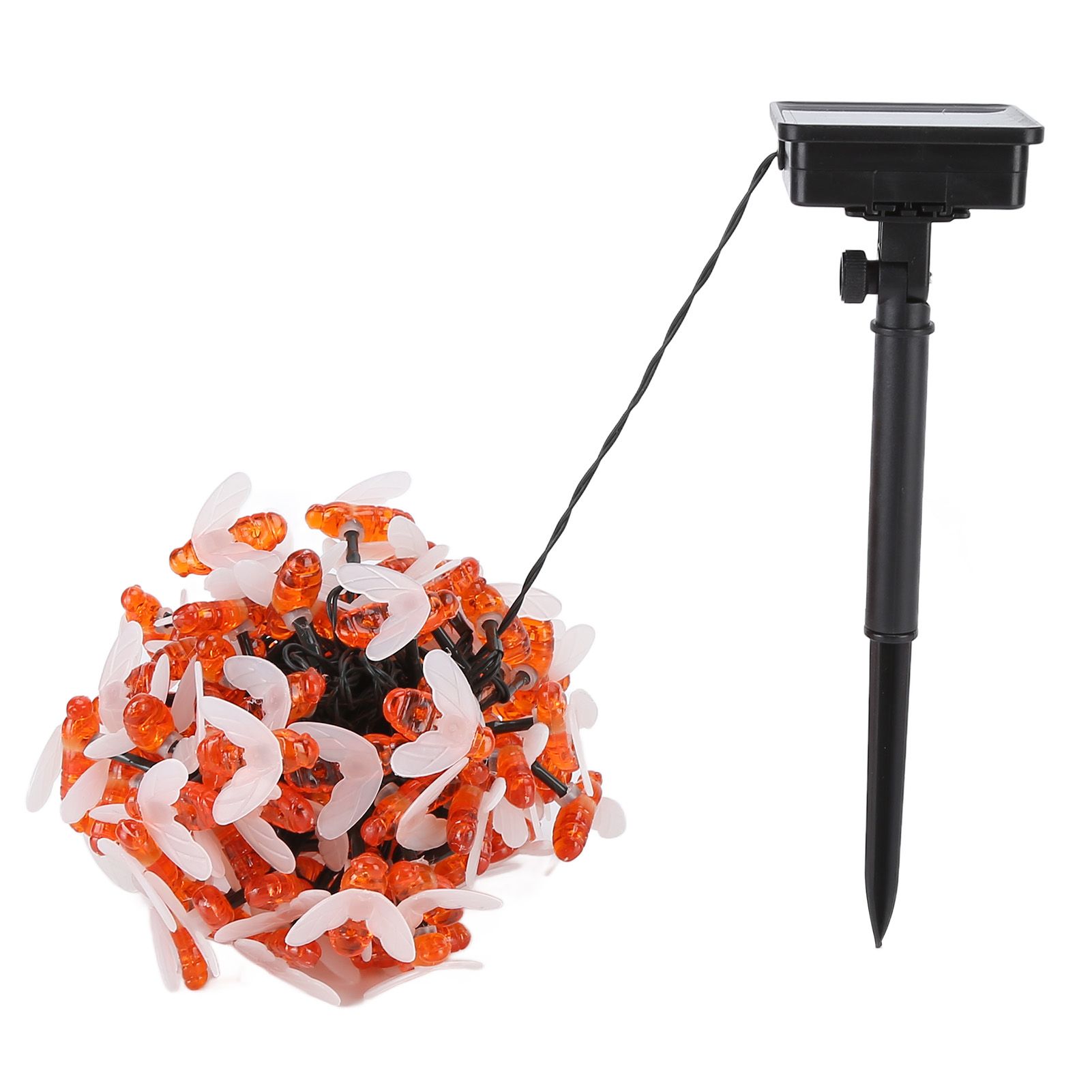 LED Solar String Lights Bee Shaped Waterproof Decorative Light for Outdoor Garden Patio Warm White12M 100LED 8 Work Mode - Image 6