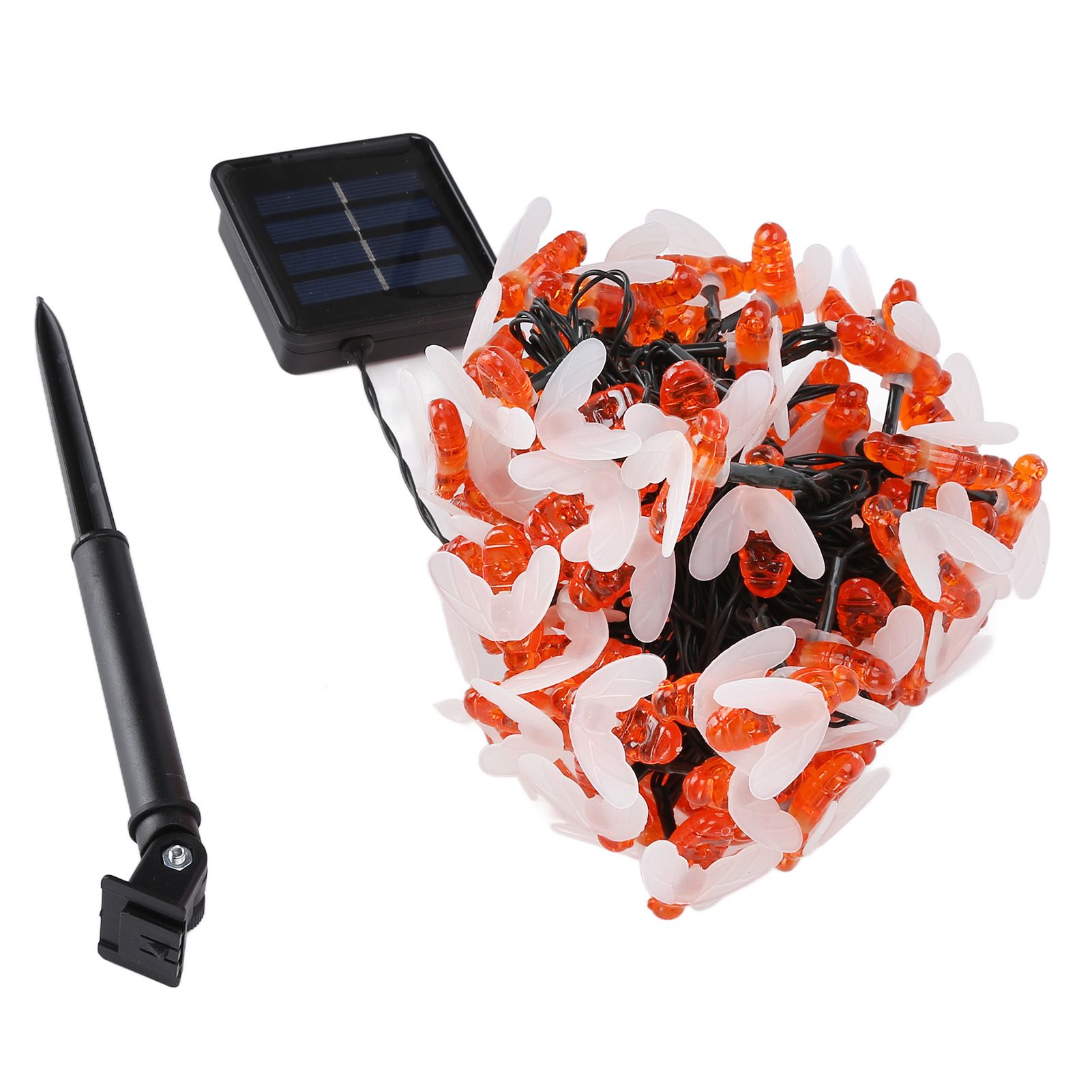 LED Solar String Lights Bee Shaped Waterproof Decorative Light for Outdoor Garden Patio Warm White12M 100LED 8 Work Mode - Image 7