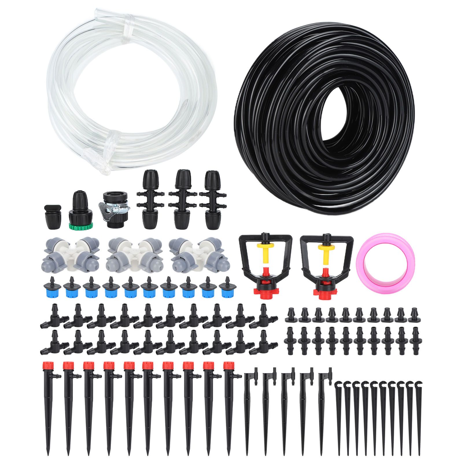 30m Drip Irrigation Kit Tubing Hose Nozzles Adapters Valves Drippers Set Garden Watering System - Image 1