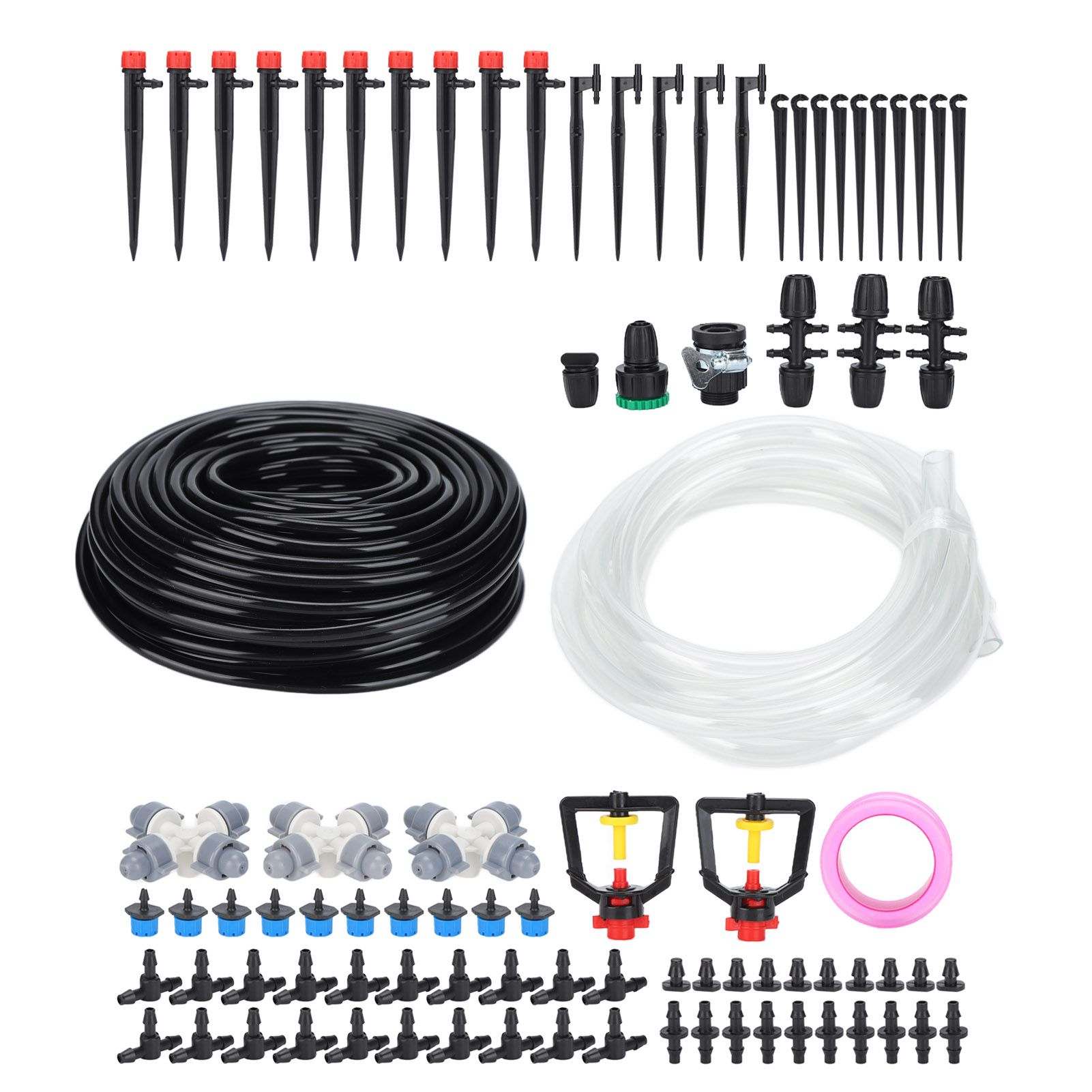 30m Drip Irrigation Kit Tubing Hose Nozzles Adapters Valves Drippers Set Garden Watering System - Image 3