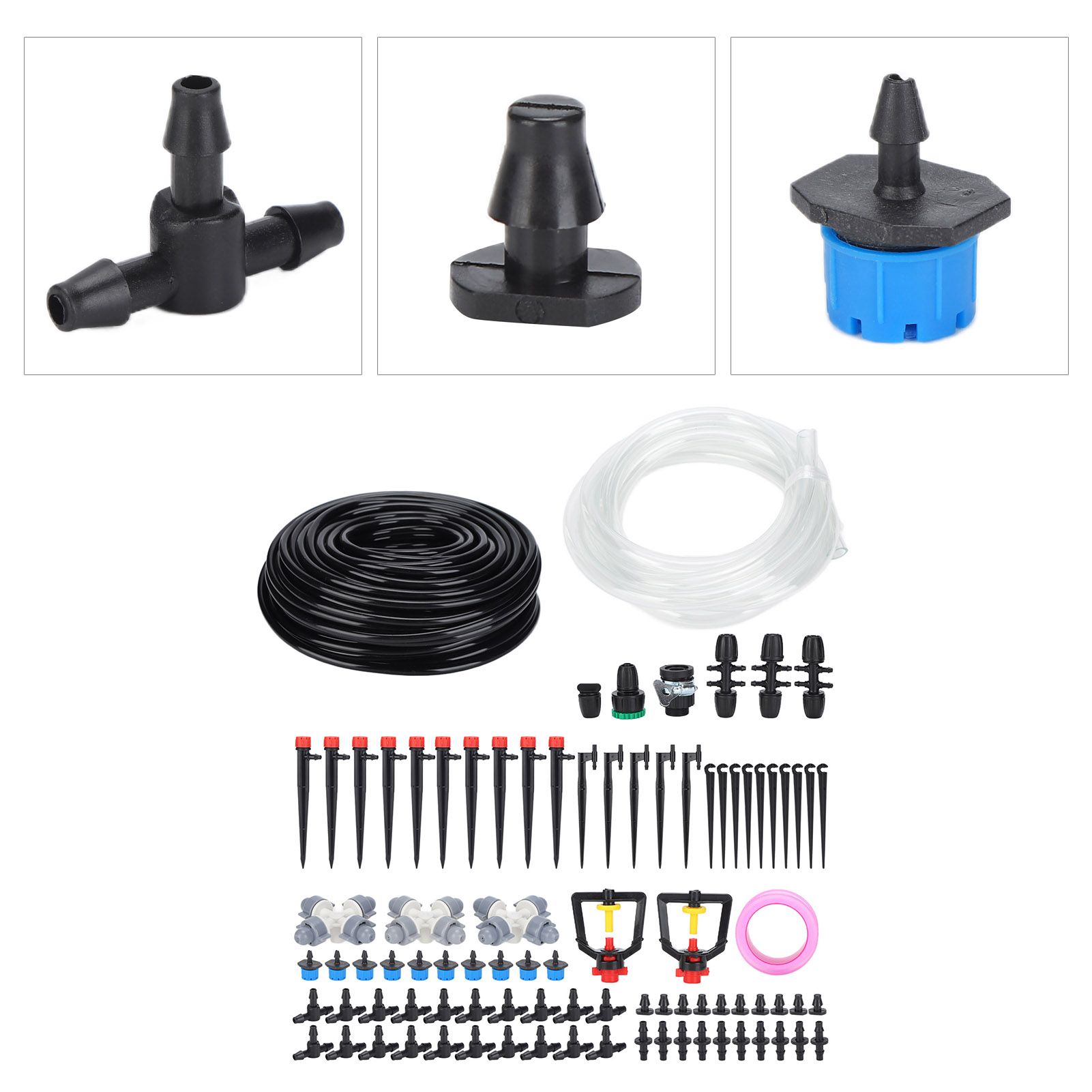 30m Drip Irrigation Kit Tubing Hose Nozzles Adapters Valves Drippers Set Garden Watering System - Image 6