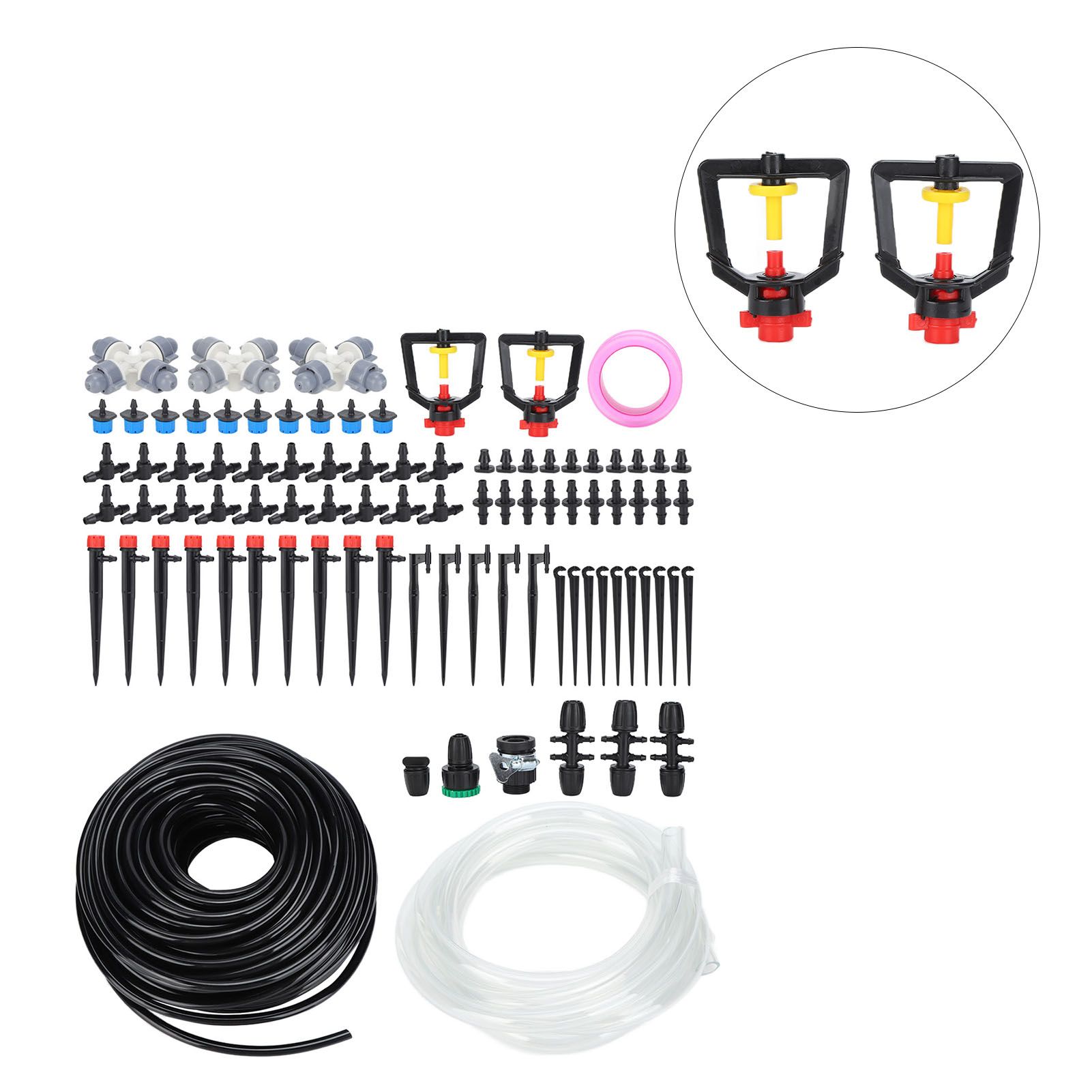 30m Drip Irrigation Kit Tubing Hose Nozzles Adapters Valves Drippers Set Garden Watering System - Image 7
