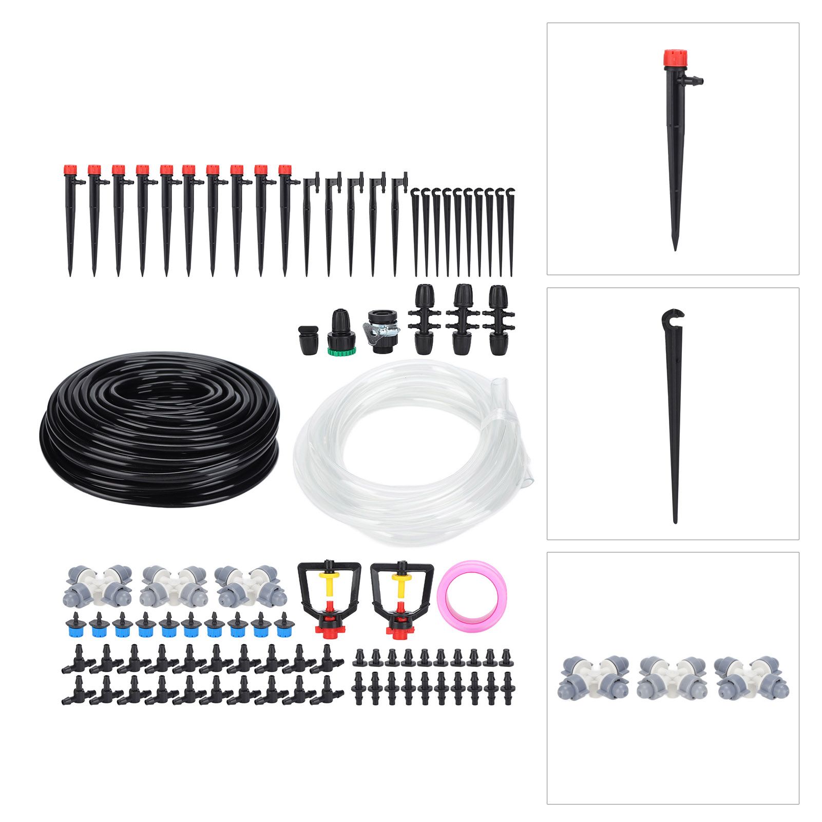 30m Drip Irrigation Kit Tubing Hose Nozzles Adapters Valves Drippers Set Garden Watering System - Image 8