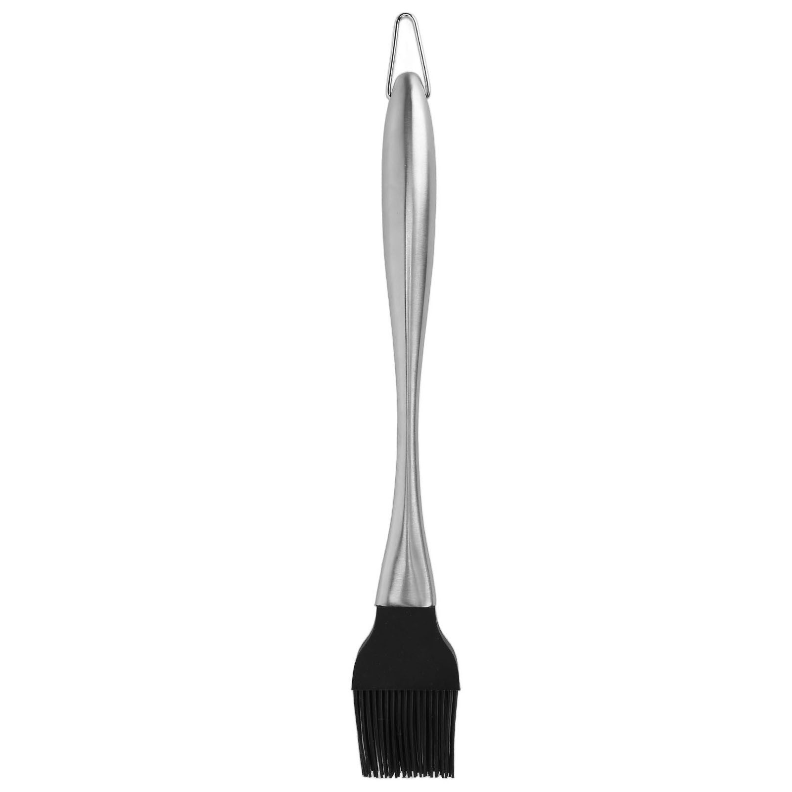 Silicone Brush Stainless Steel Handle High Temperature Resistant Kitchen Baking Barbecue Sauce Oil BrushCurved Handle Large Black - Image 1