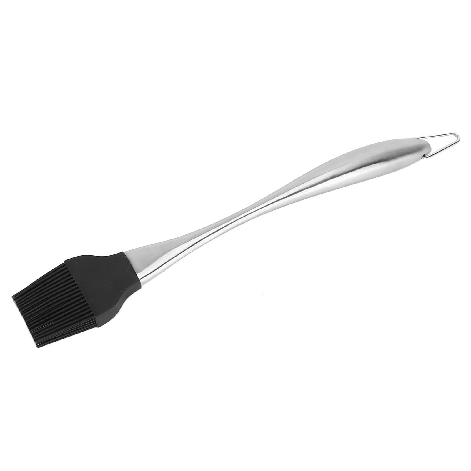 Silicone Brush Stainless Steel Handle High Temperature Resistant Kitchen Baking Barbecue Sauce Oil BrushCurved Handle Large Black - Image 2