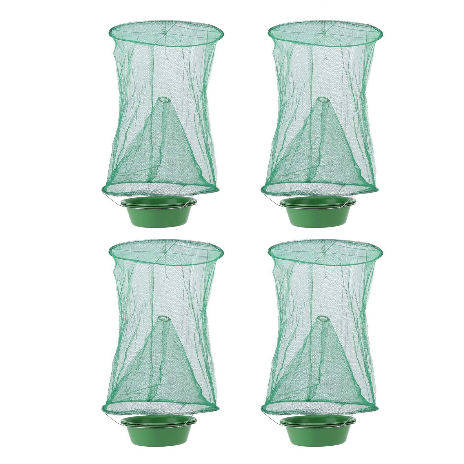 4pcs Outdoor Fly Trap Reusable Hanging Fly Trap Cage Net with Bait Tray for Garden Farm Orchard - Image 2