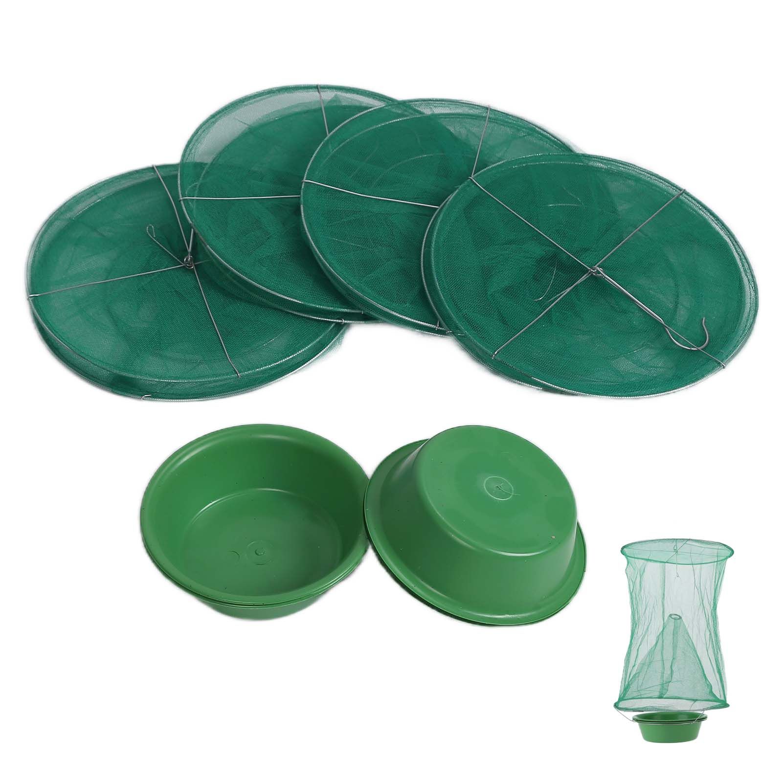 4pcs Outdoor Fly Trap Reusable Hanging Fly Trap Cage Net with Bait Tray for Garden Farm Orchard - Image 5