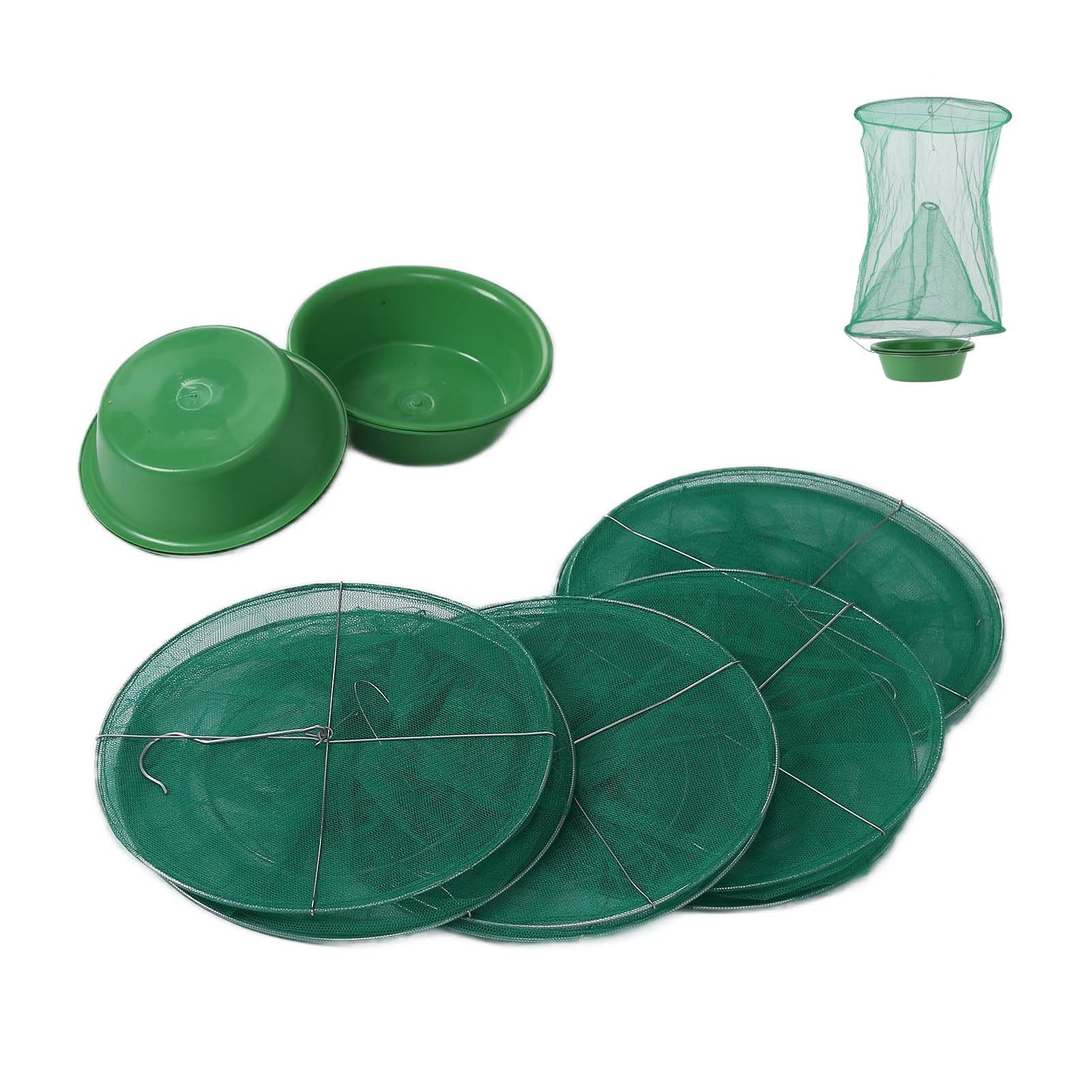 4pcs Outdoor Fly Trap Reusable Hanging Fly Trap Cage Net with Bait Tray for Garden Farm Orchard - Image 7