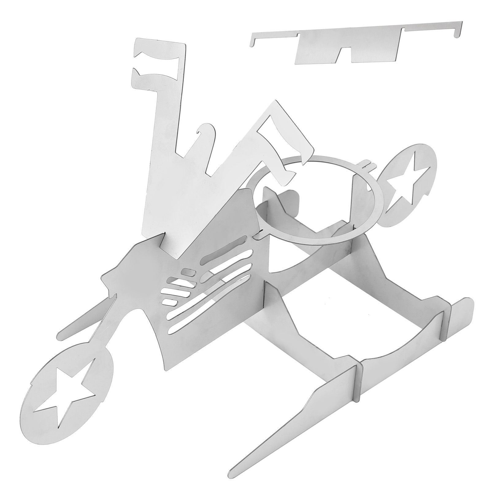Stainless Steel Chicken Stand Removable Portable MotorcycleShape BBQ Roaster Stand for Party(FivePointed Star Shape ) - Image 1