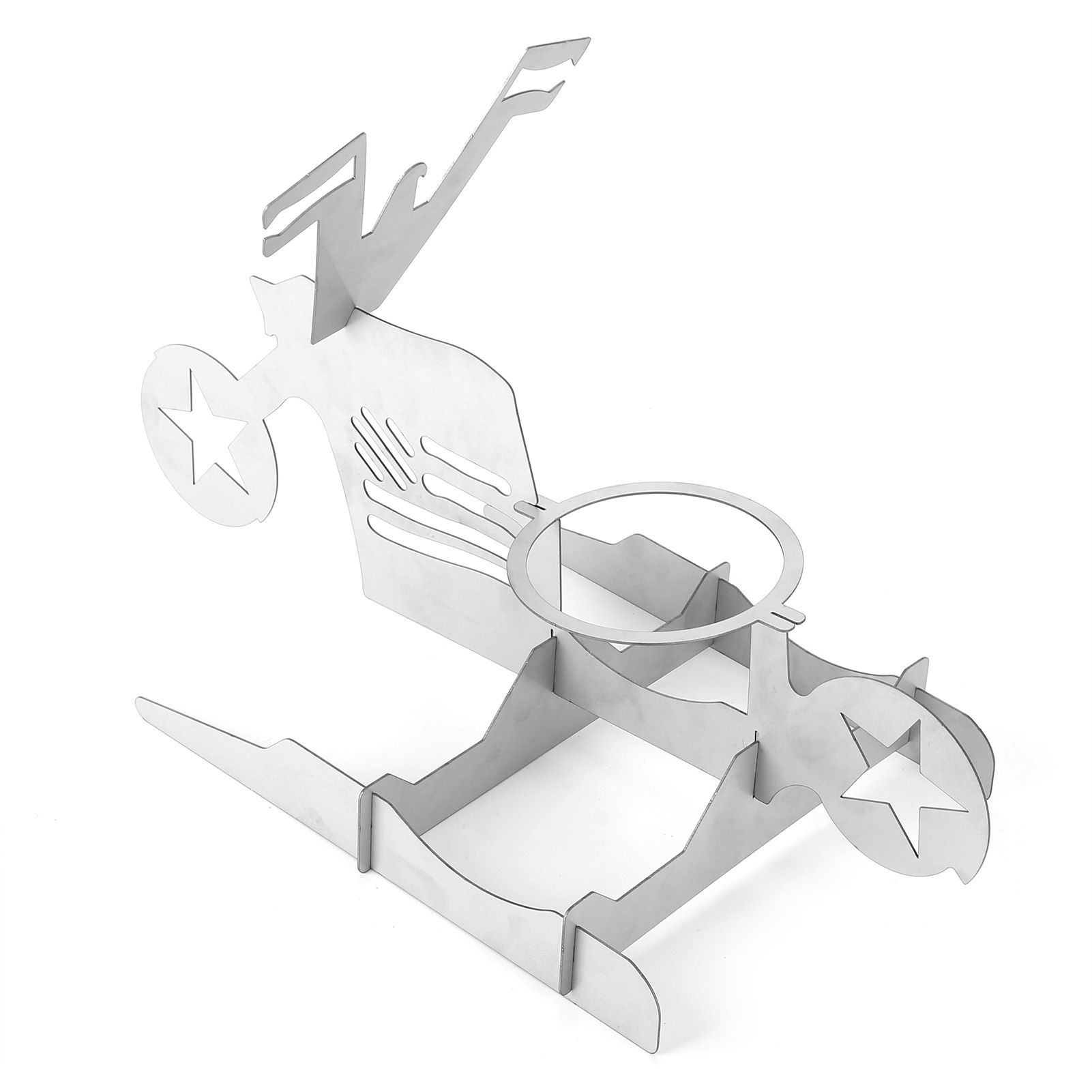 Stainless Steel Chicken Stand Removable Portable MotorcycleShape BBQ Roaster Stand for Party(FivePointed Star Shape ) - Image 6