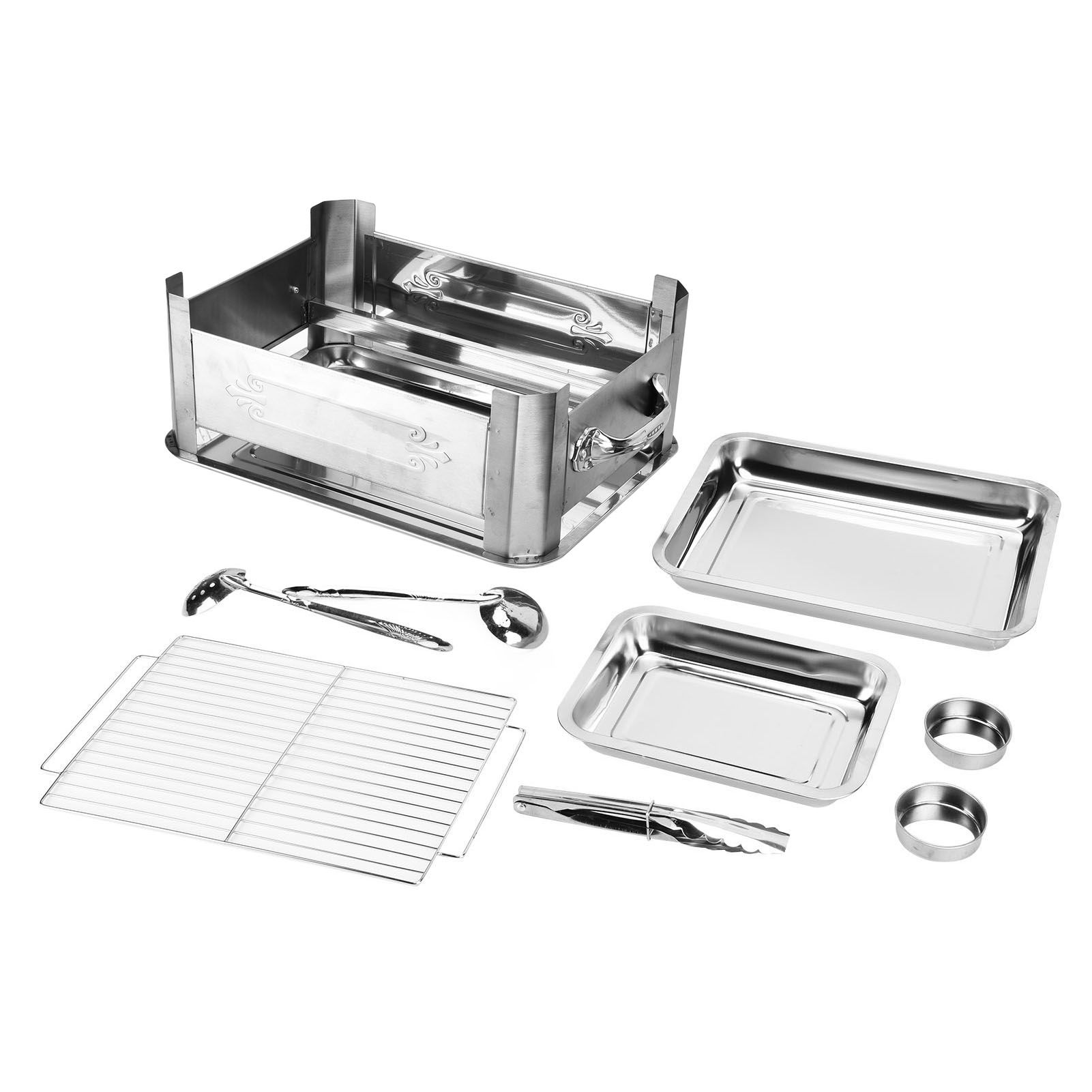 Barbecue Grill Thickened Stainless Steel Grilled Fish Stove Charcoal Alcohol Grill Rectangular Grill Fish RackWindproof Without Pull Handle - Image 2