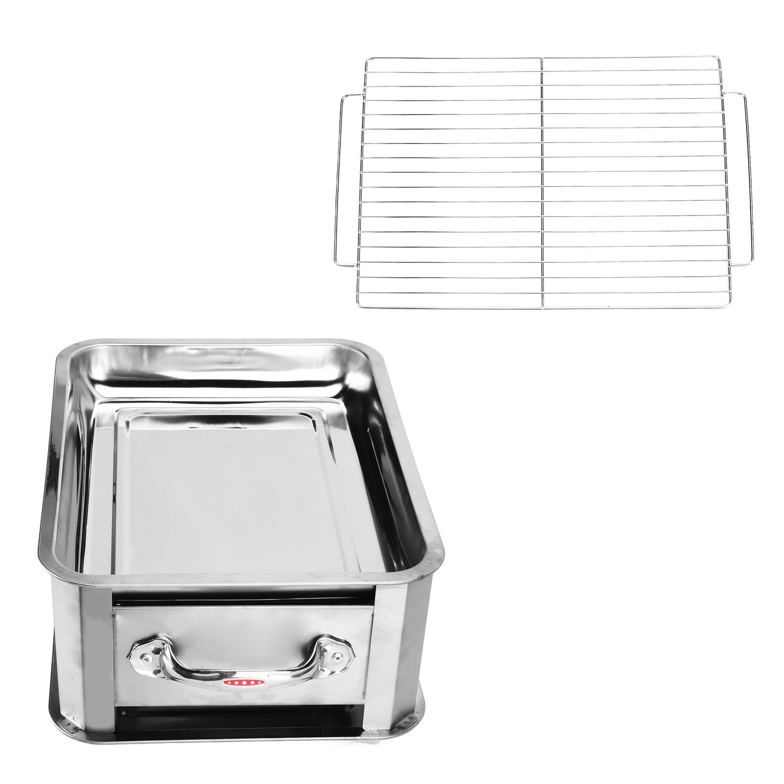 Barbecue Grill Thickened Stainless Steel Grilled Fish Stove Charcoal Alcohol Grill Rectangular Grill Fish RackWindproof Without Pull Handle - Image 5