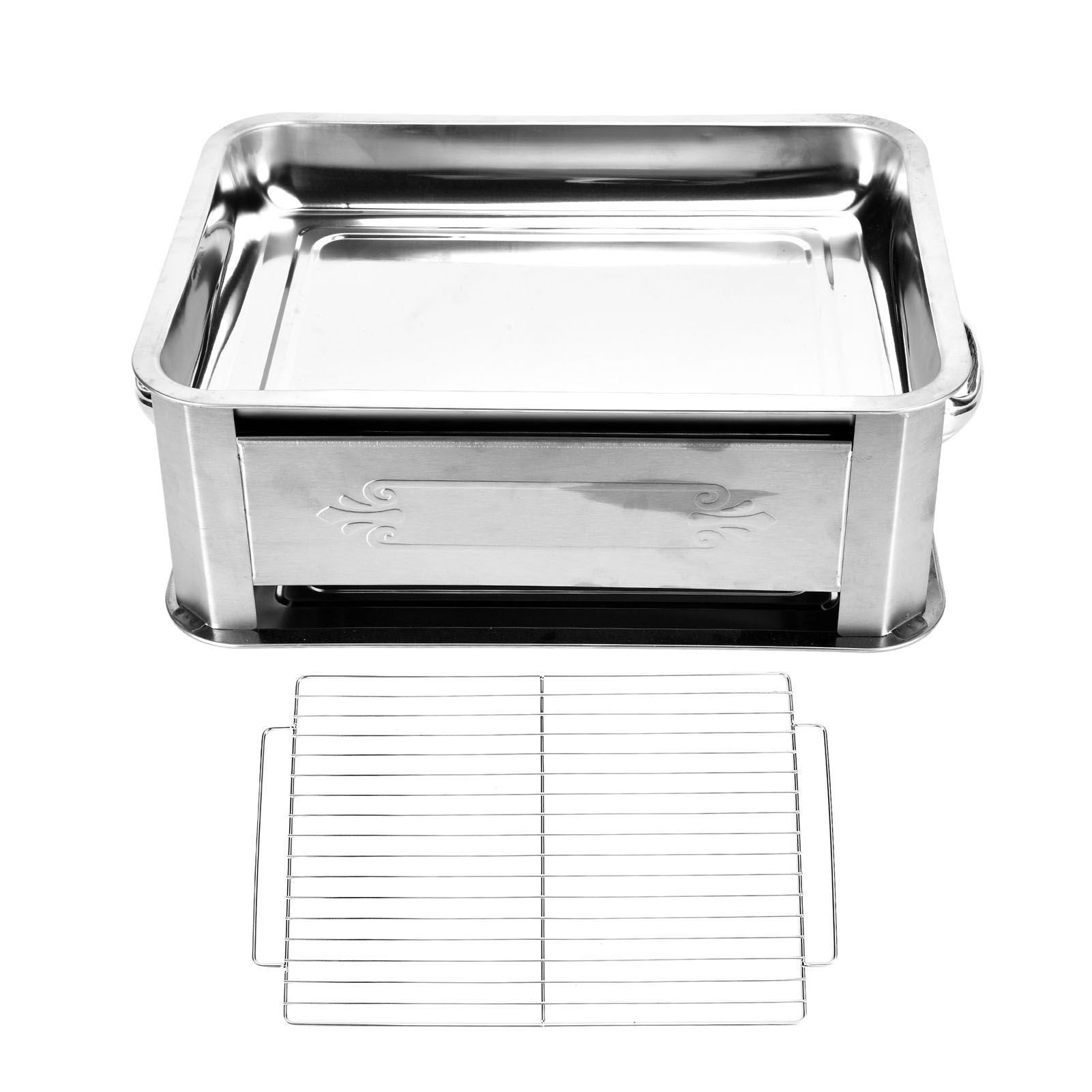 Barbecue Grill Thickened Stainless Steel Grilled Fish Stove Charcoal Alcohol Grill Rectangular Grill Fish RackWindproof Without Pull Handle - Image 6